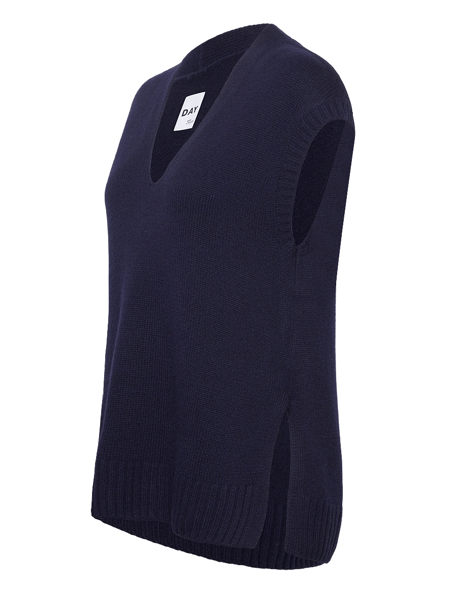 Day Birger et Mikkelsen - Flynn - Soft lamb - strickwesten - dark sapphire. - 3