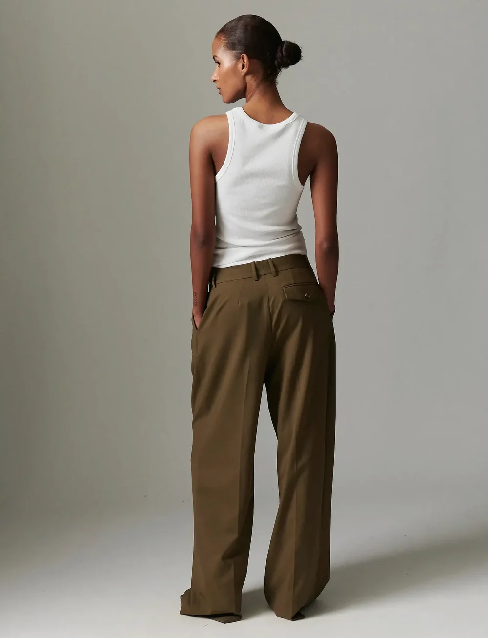 Day Birger et Mikkelsen - Enzo - Light Wool Blend - bukser med brede ben - capers - 3