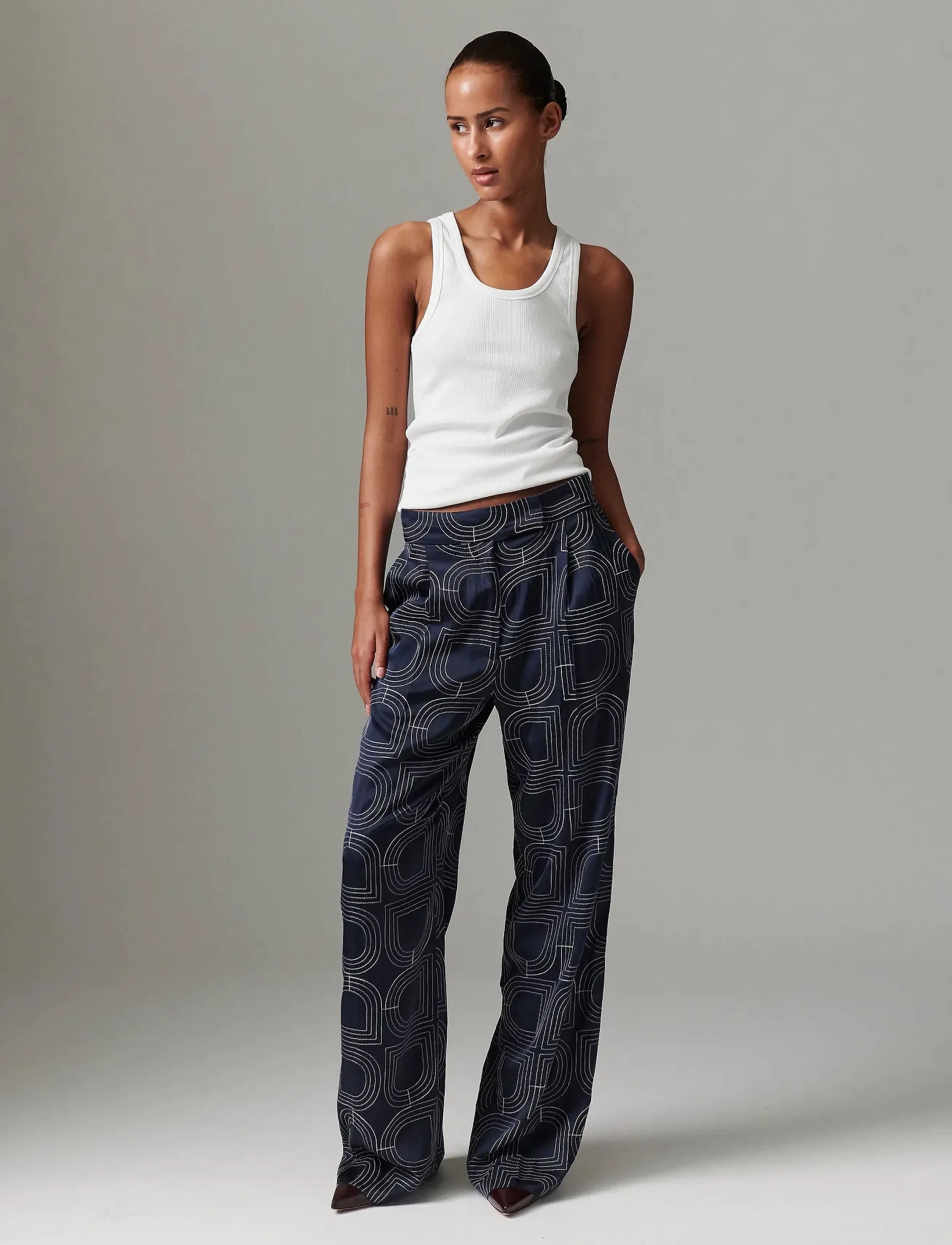 Day Birger et Mikkelsen Phoebe - Fluid Viscose Stitch - Straight leg hosen - DARK SAPPHIRE. / navy
