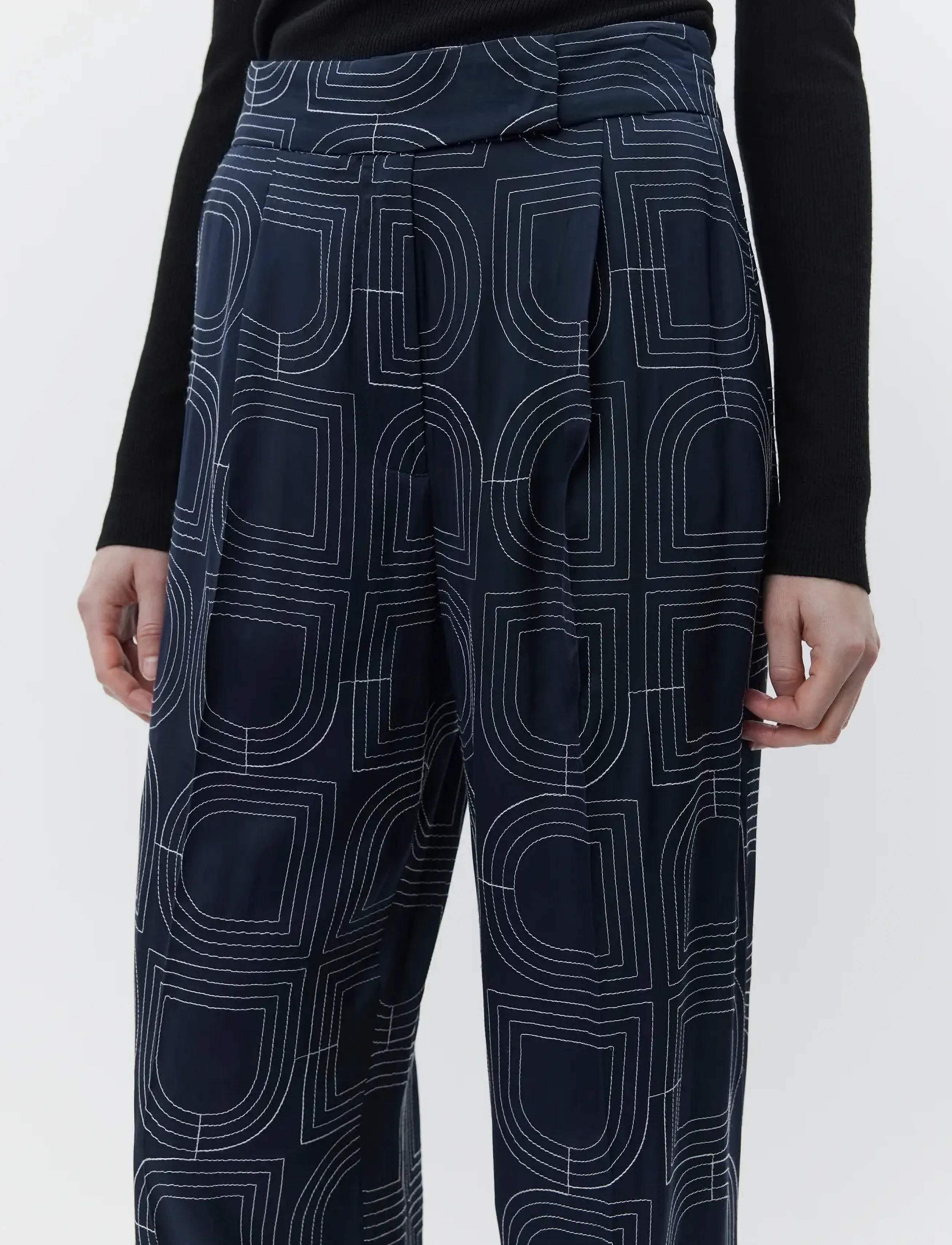 Day Birger et Mikkelsen - Phoebe - Fluid Viscose Stitch - straight leg trousers - dark sapphire. - 5