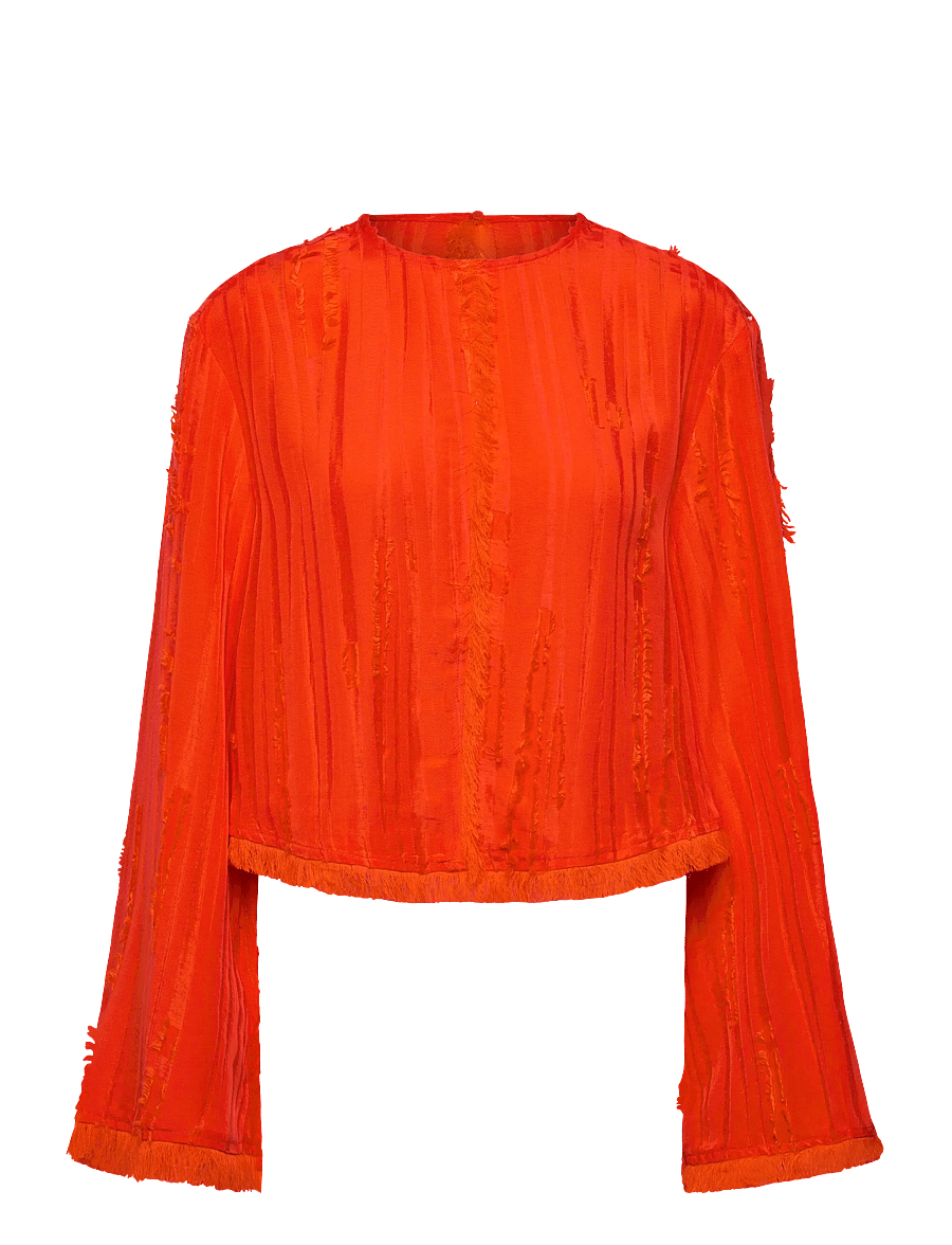 Day Birger et Mikkelsen - Ralph - Structured fringes - langärmelige blusen - fiery red. - 1