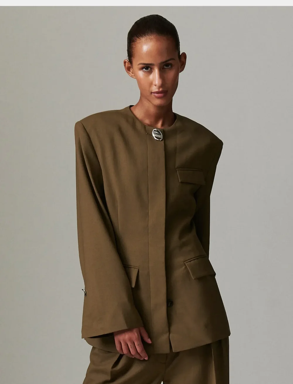 Day Birger et Mikkelsen - Roe - Light Wool Blend - Ühes joones nööpidega bleiserid - capers - 0