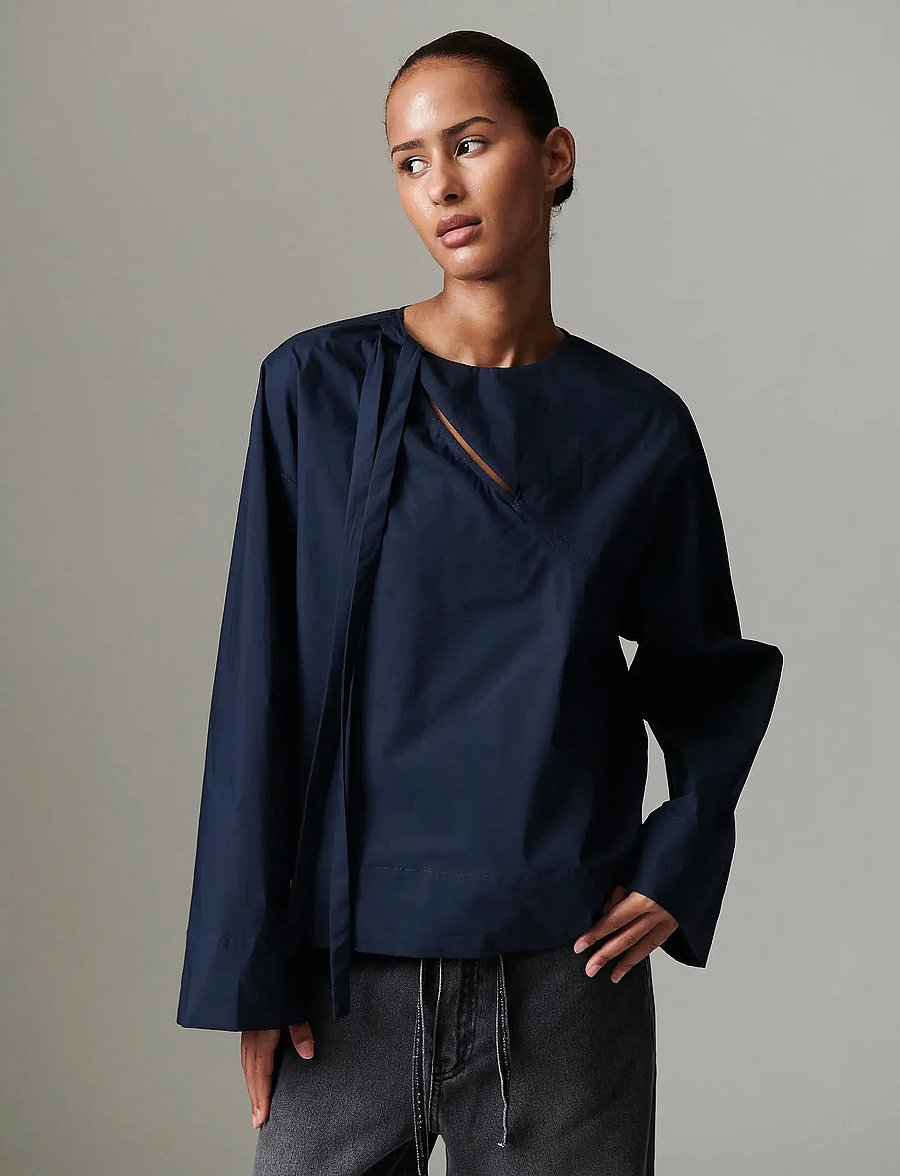 Day Birger et Mikkelsen - Sivie - Solid cotton - langærmede bluser - dark sapphire. - 0