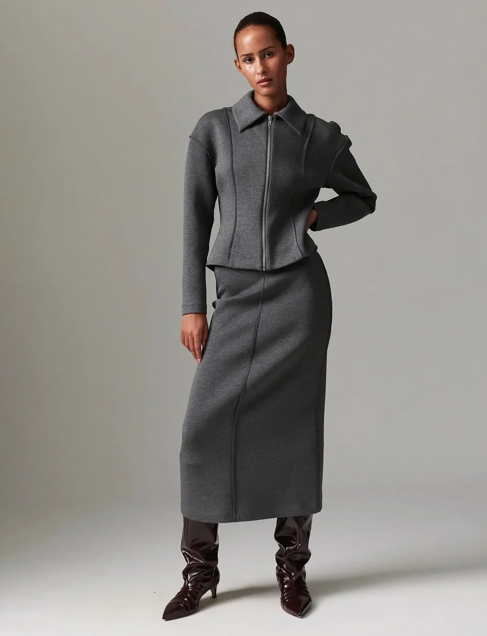 Day Birger et Mikkelsen - Suzie - Scuba - midi-röcke - medium grey melange - 0