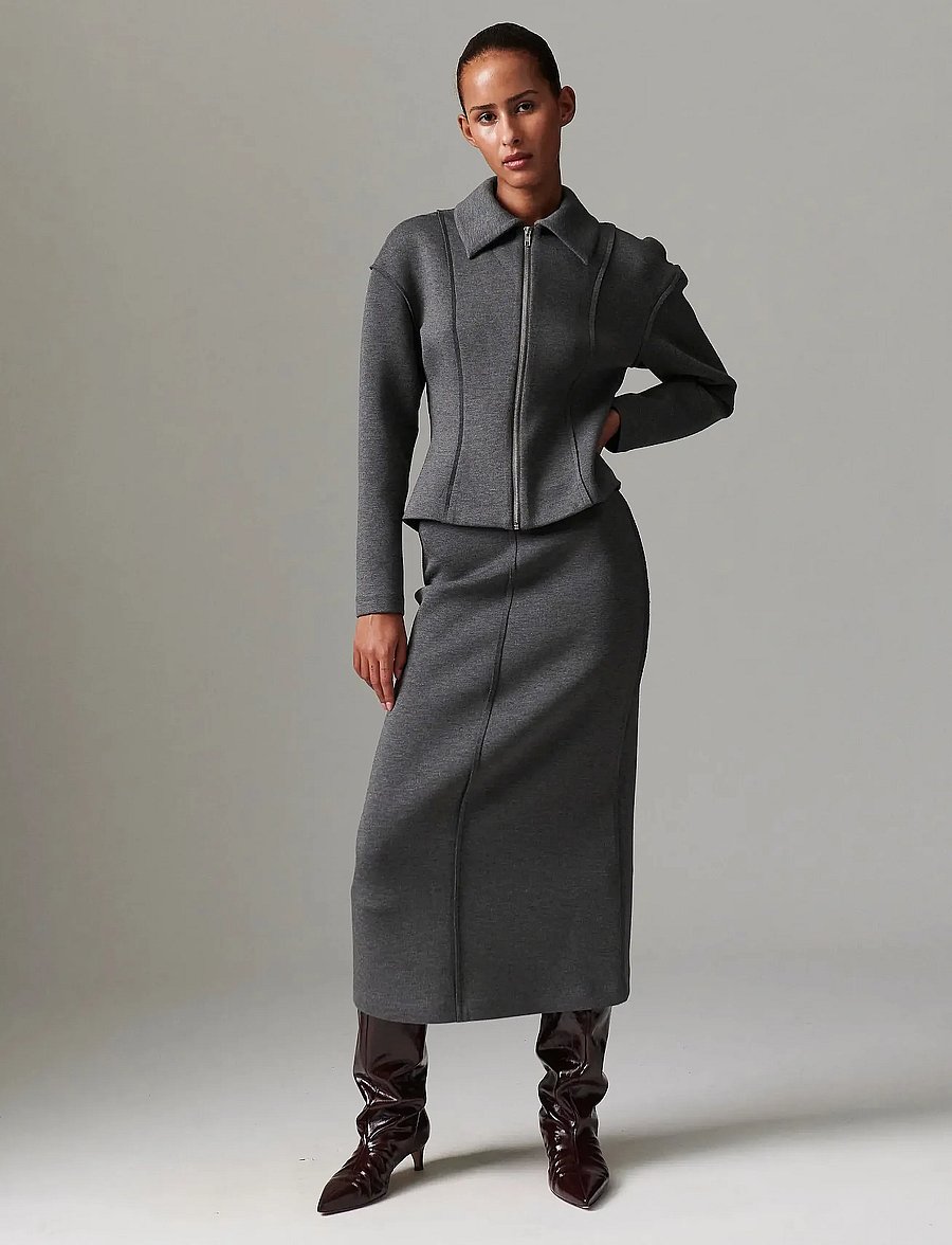 Day Birger et Mikkelsen - Suzie - Scuba - midi skjørt - medium grey melange - 0