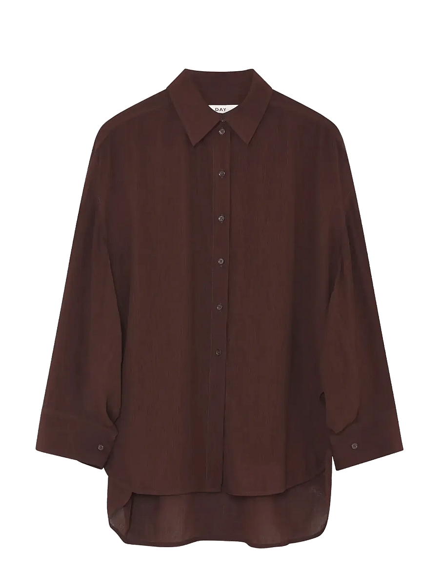 Day Birger et Mikkelsen - Weiss - Light Wrinkled Structure - jeanshemden - chocolate plum - 1