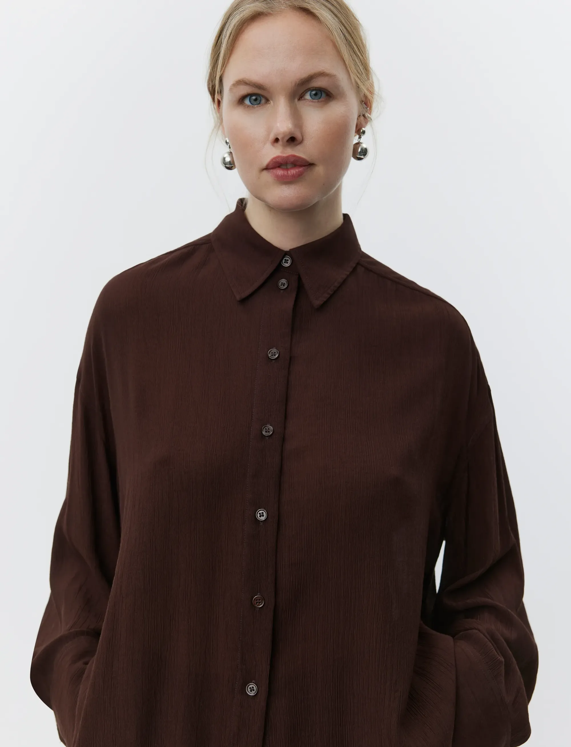 Day Birger et Mikkelsen Weiss - Light Wrinkled Structure, 34, Brown, Skjorter > Langærmede, Dame