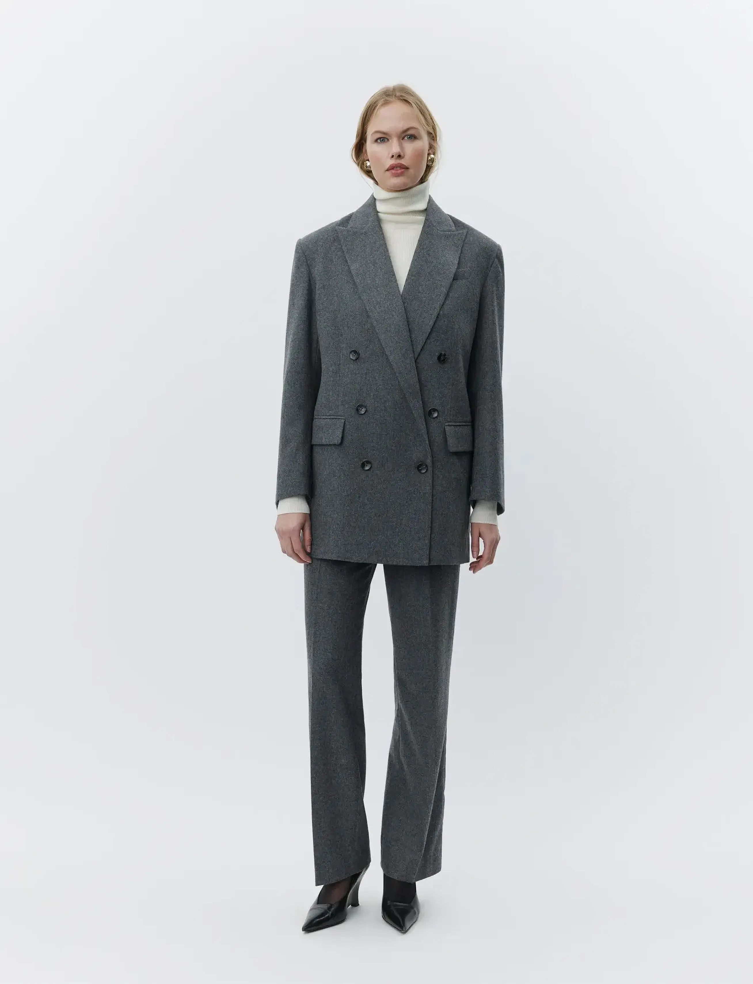 Day Birger et Mikkelsen - Amir - Melange Wool - double breasted blazers - medium grey melange - 3