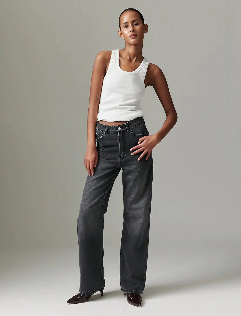 Day Birger et Mikkelsen - Cai - Rigid Denim Stretch - hosen mit weitem bein - black - 0