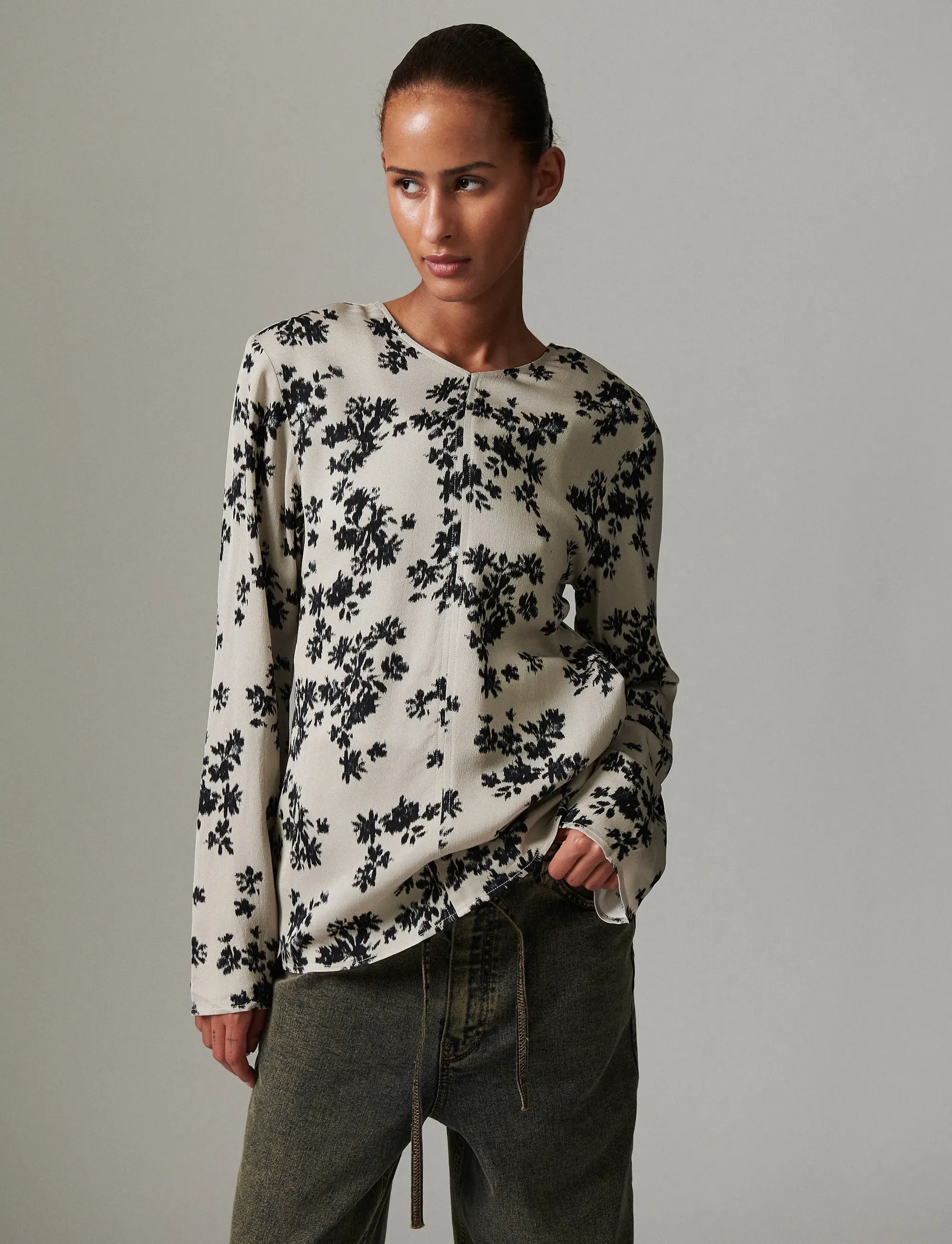 Day Birger et Mikkelsen Davies - Stretched Floral, 36, Grey, Bluser > Langærmede, Dame
