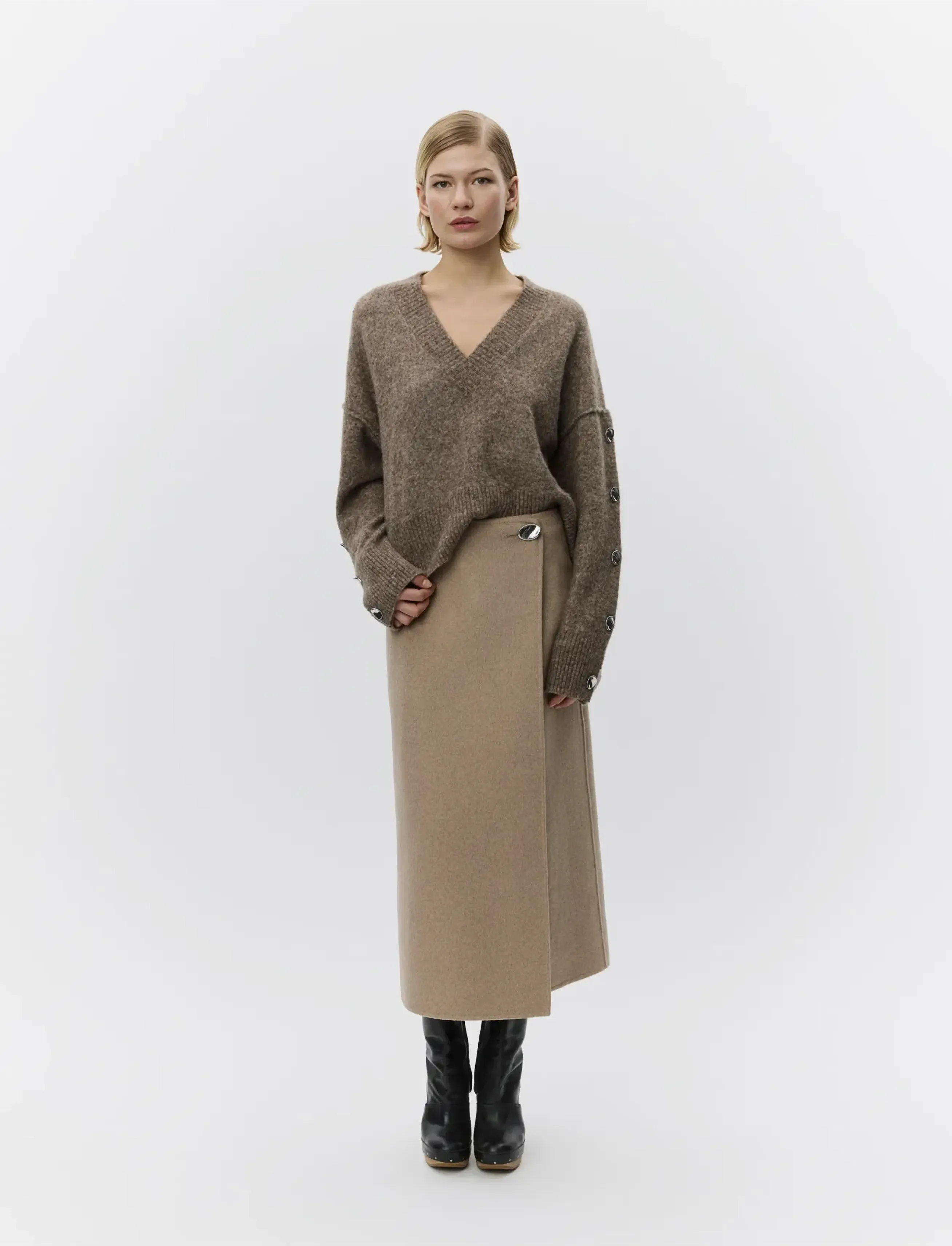 Day Birger et Mikkelsen Pepper - Double Faced Wool - Midi-Röcke - BEIGE MELANGE / beige