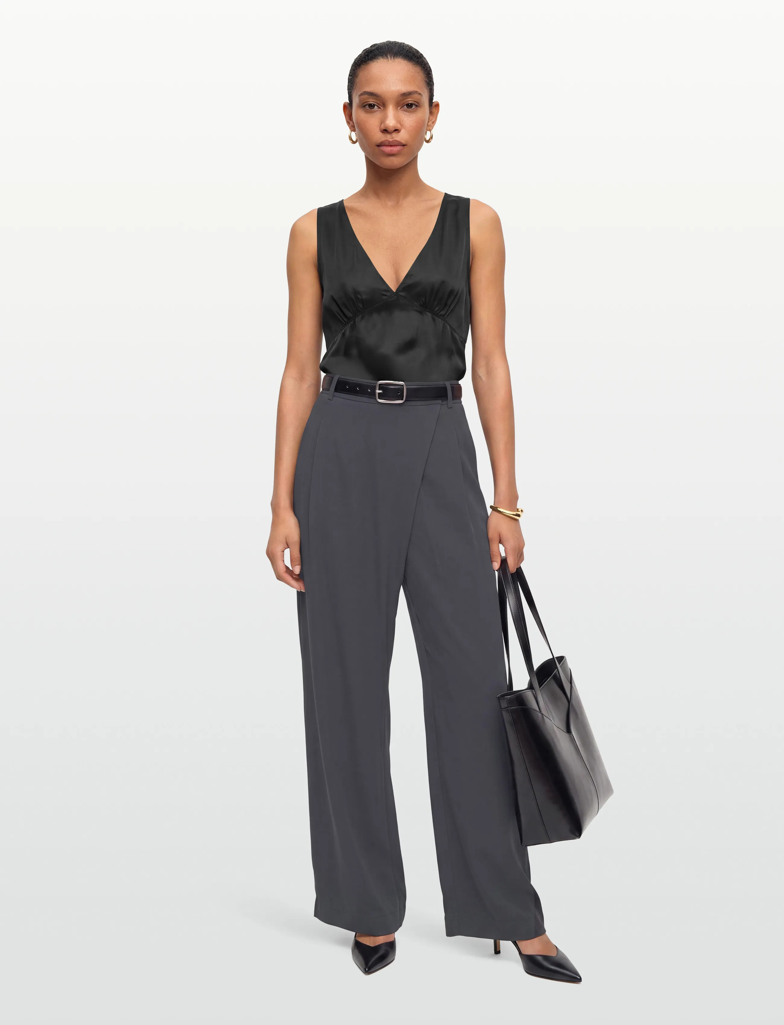 Day Birger et Mikkelsen Brock Matte Crepe, 32, Trousers, Grau - Wide Leg, Frauen