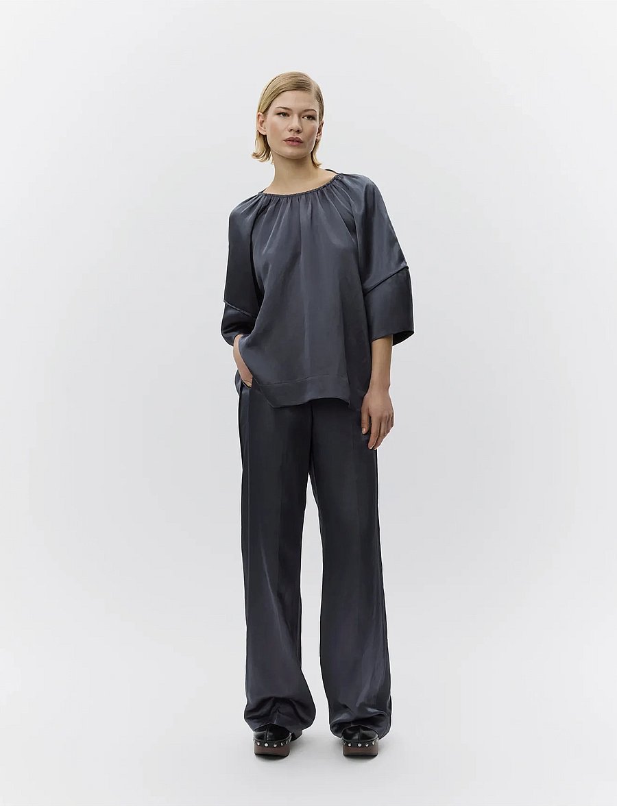 Day Birger et Mikkelsen - Elms - High shine blend - bikses ar platām starām - ebony - 0