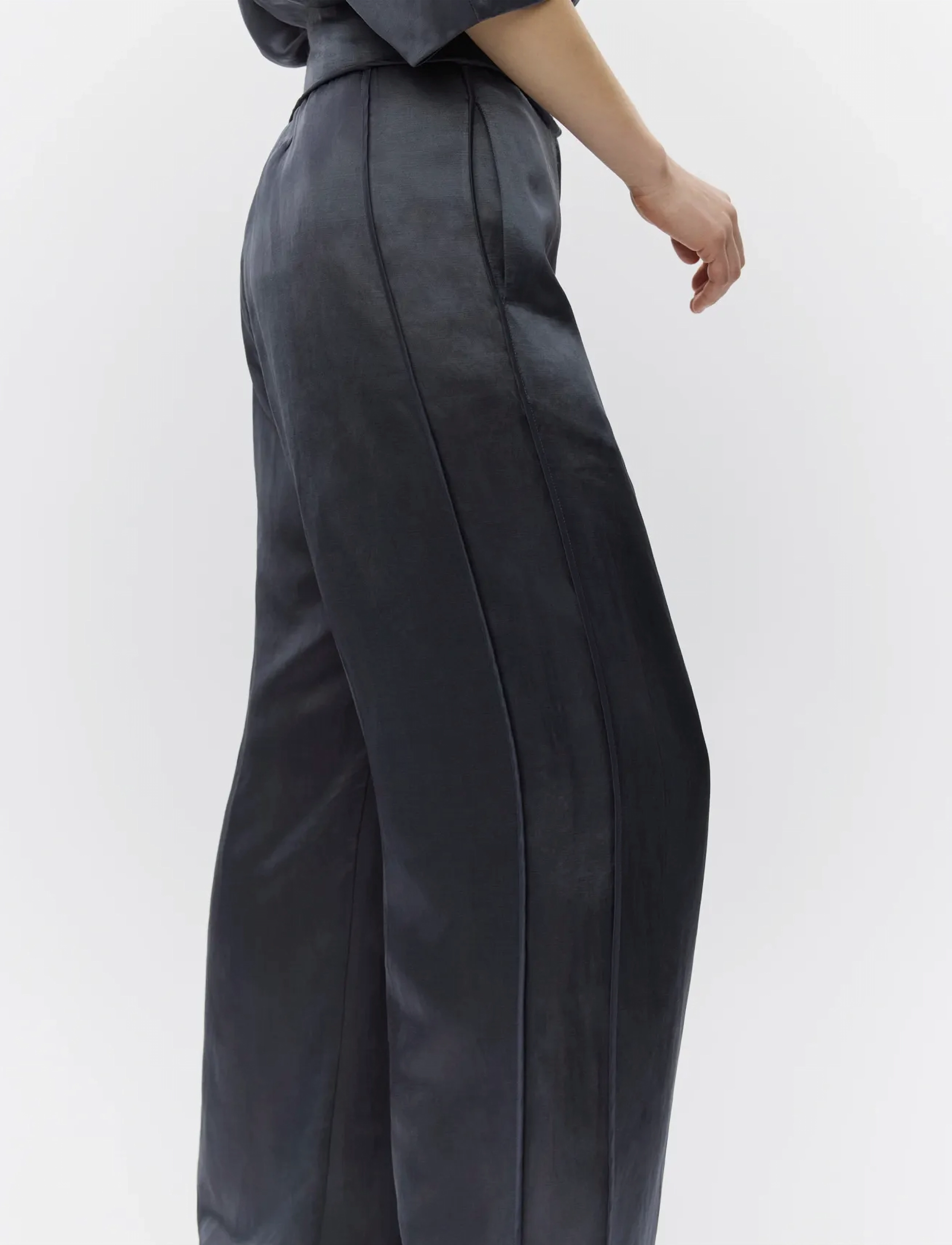 Day Birger et Mikkelsen - Elms - High shine blend - bikses ar platām starām - ebony - 4