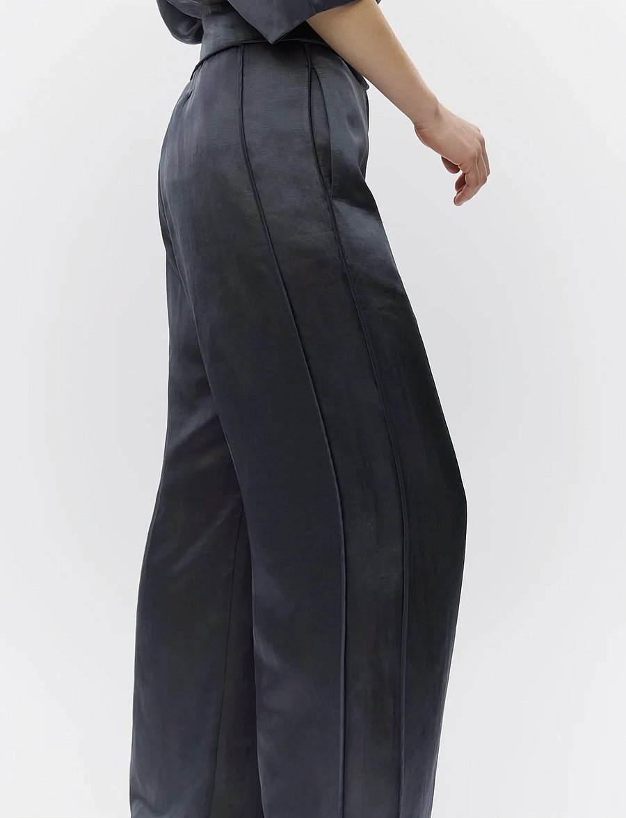 Day Birger et Mikkelsen - Elms - High shine blend - bikses ar platām starām - ebony - 4