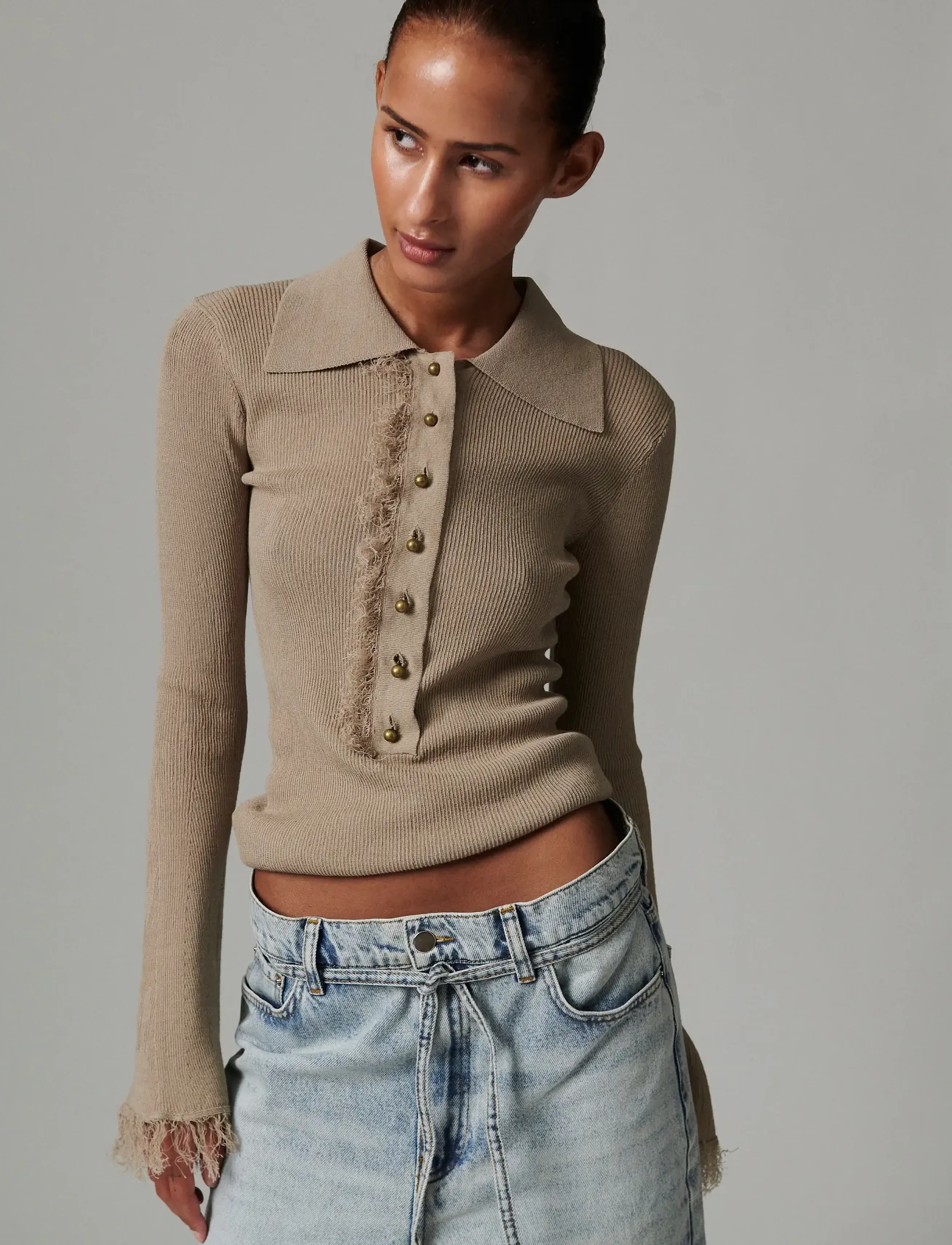 Day Birger et Mikkelsen Blanche - Cotton Base - Langärmlige Tops - CHINCHILLA / brown