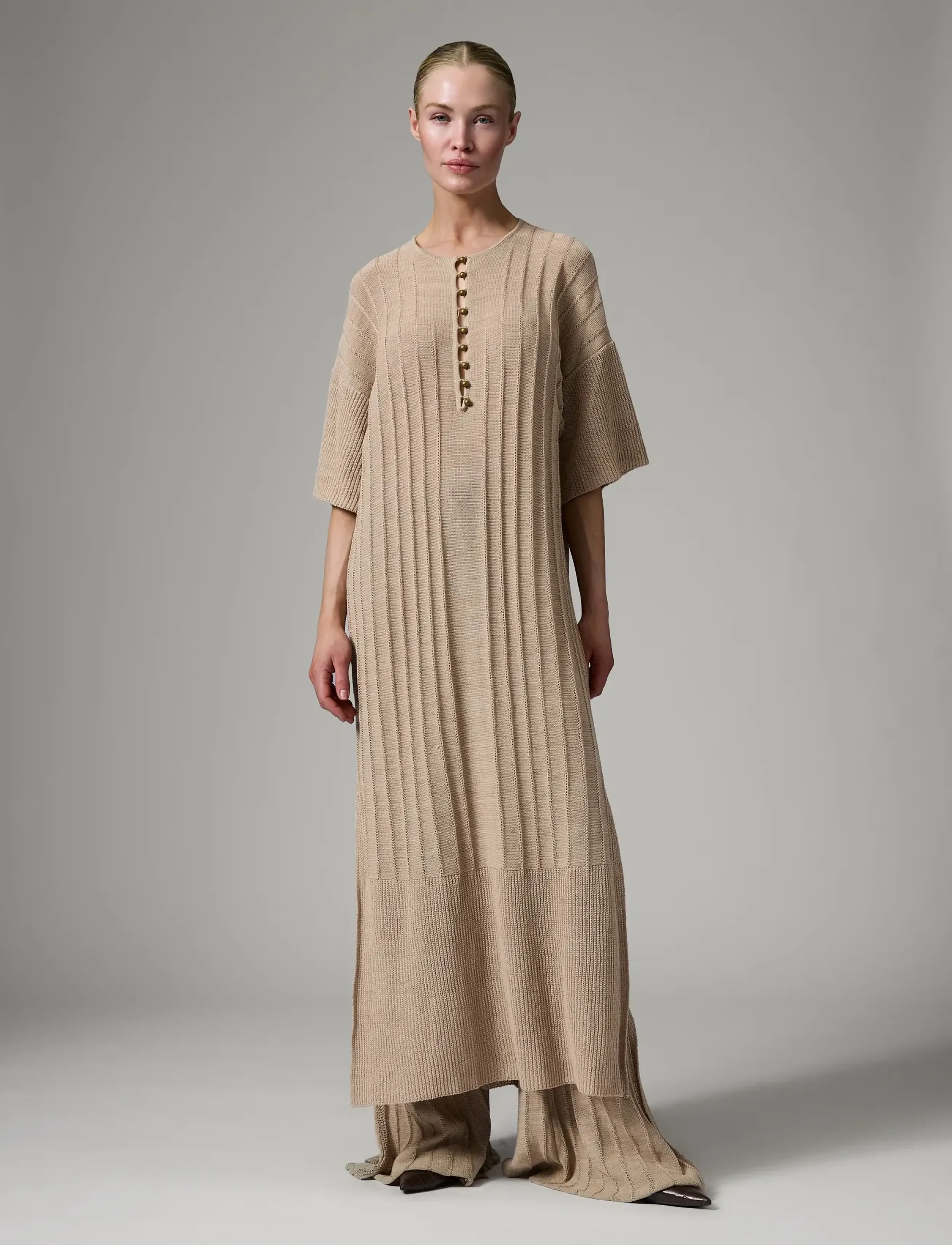 Day Birger et Mikkelsen Stellan - Summer Linen - Sommerkleider - COBBLESTONE / beige