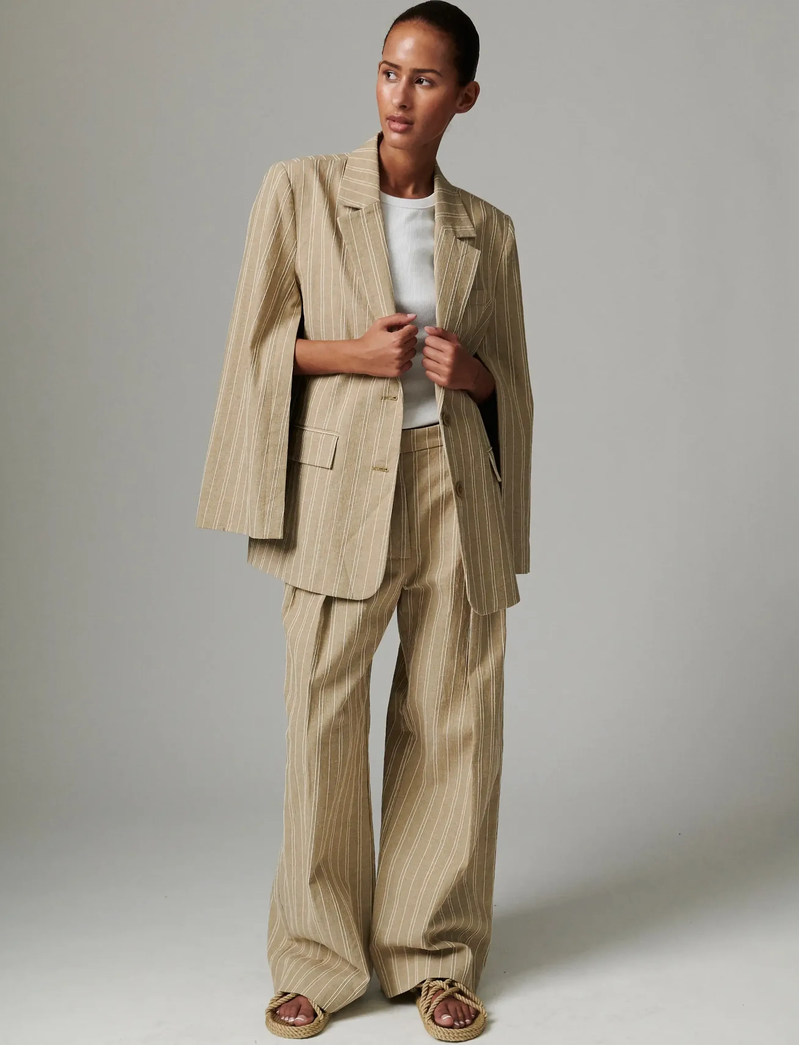 Day Birger et Mikkelsen Doris Linen Threads, 42, Designer, Beige - Single Breasted Blazer, Frauen