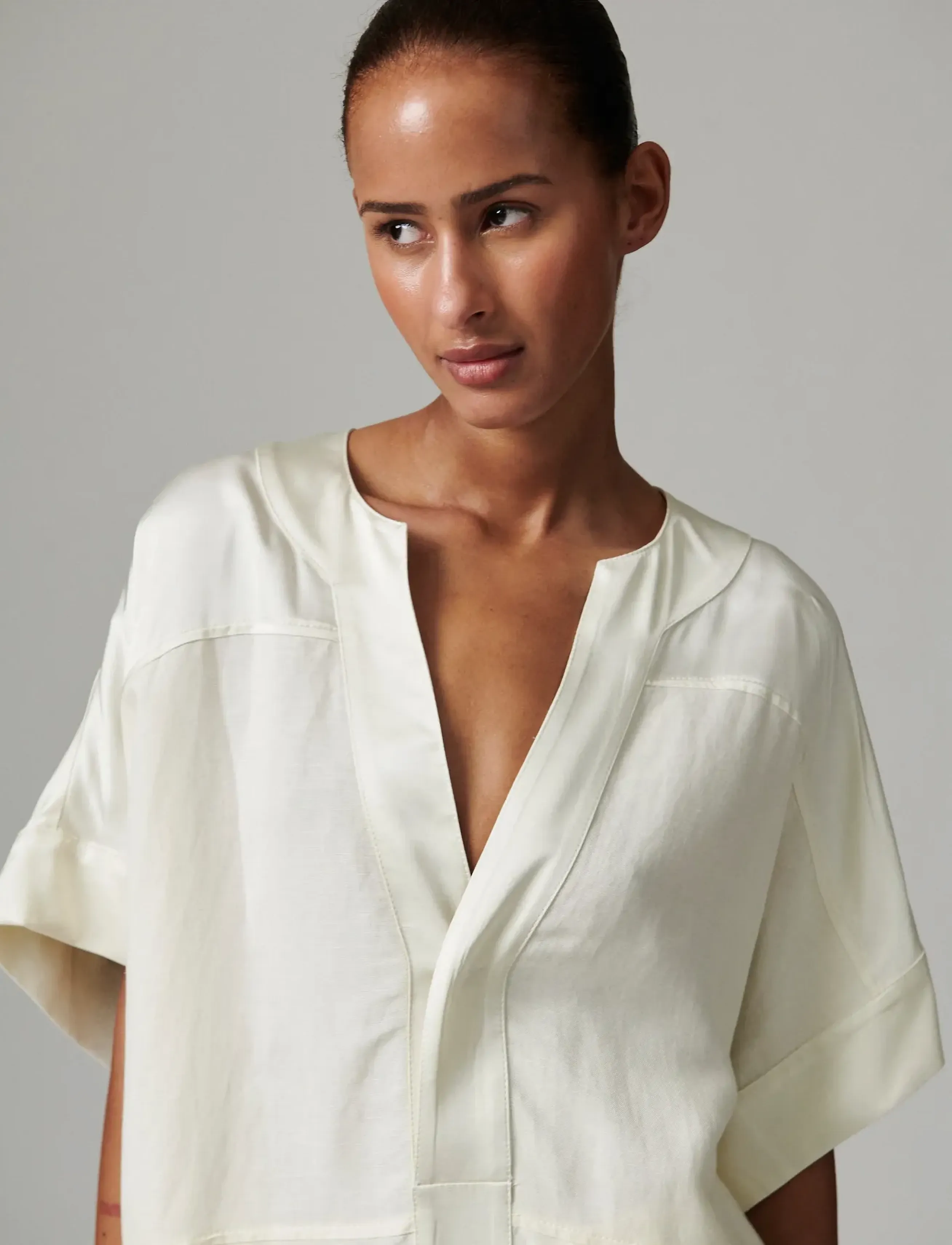 Day Birger et Mikkelsen Garson - Contrast Linen - Midi kjoler - JET STREAM / cream