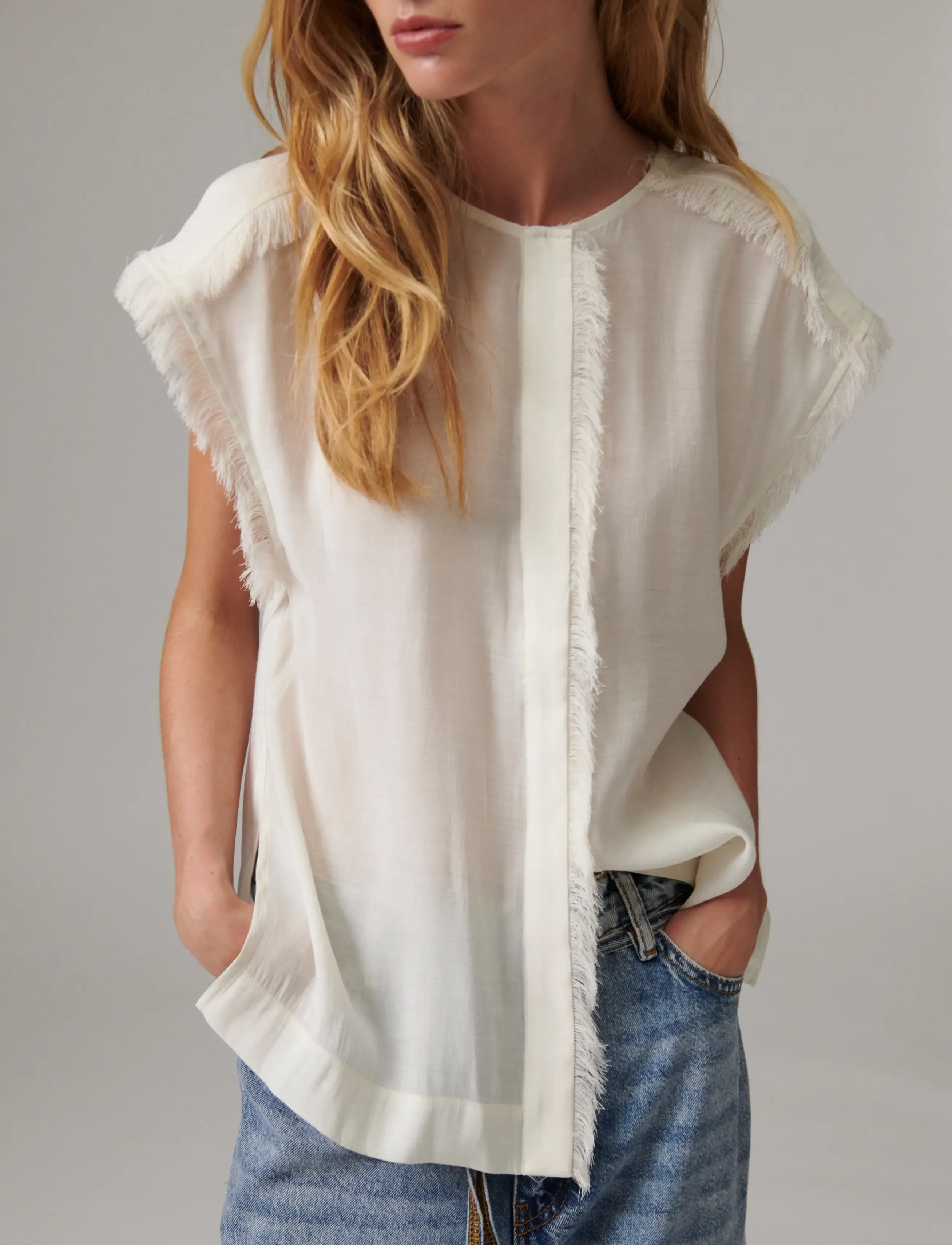Day Birger et Mikkelsen - Kua - Sheer Fringes - Ärmellose blusen - jet stream - 5