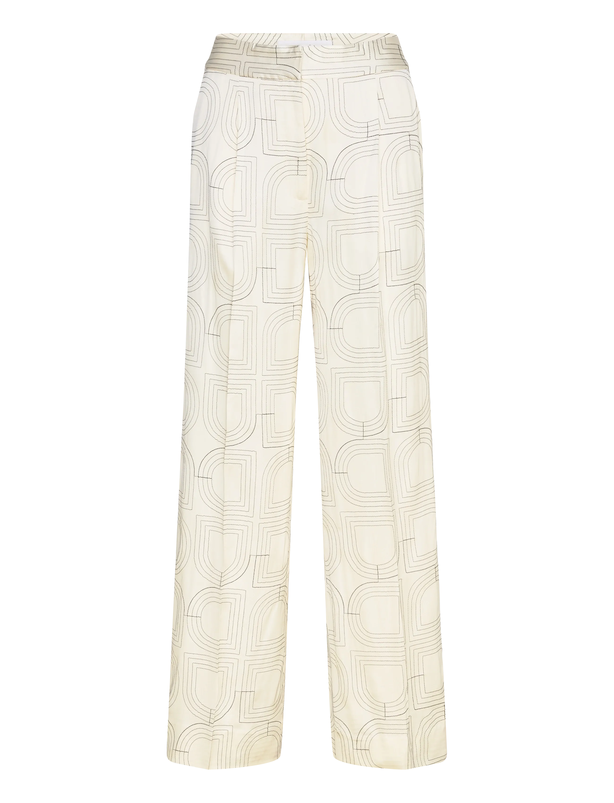 Day Birger et Mikkelsen Phoebe - Fluid Viscose Stitch - Broeken - JET STREAM / cream