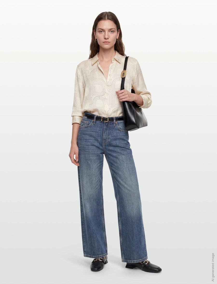 Day Birger et Mikkelsen - Plyma- Fluid Viscose Stitch - jeanshemden - jet stream - 0