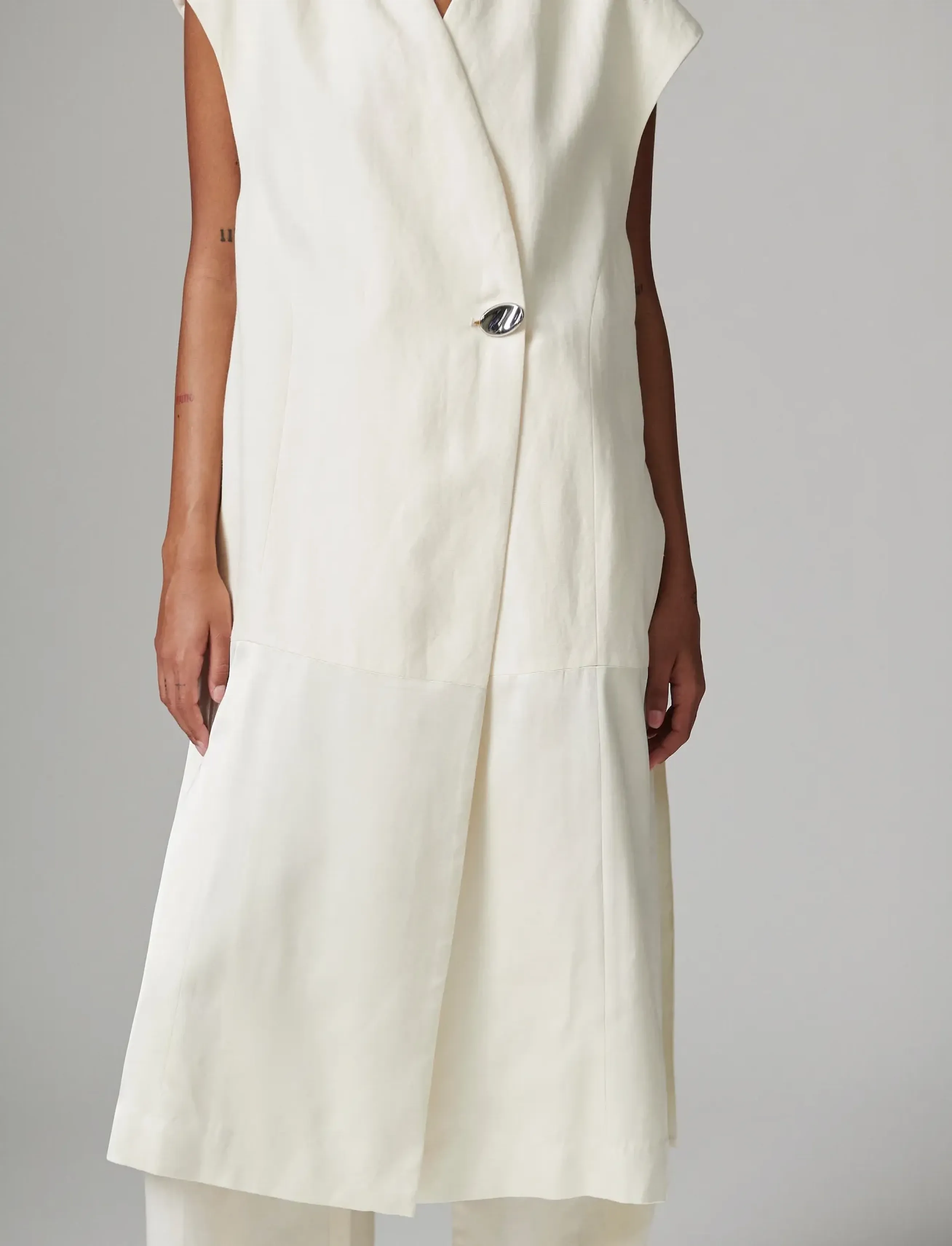 Day Birger et Mikkelsen Rorina - Contrast Linen - Westen - JET STREAM / cream