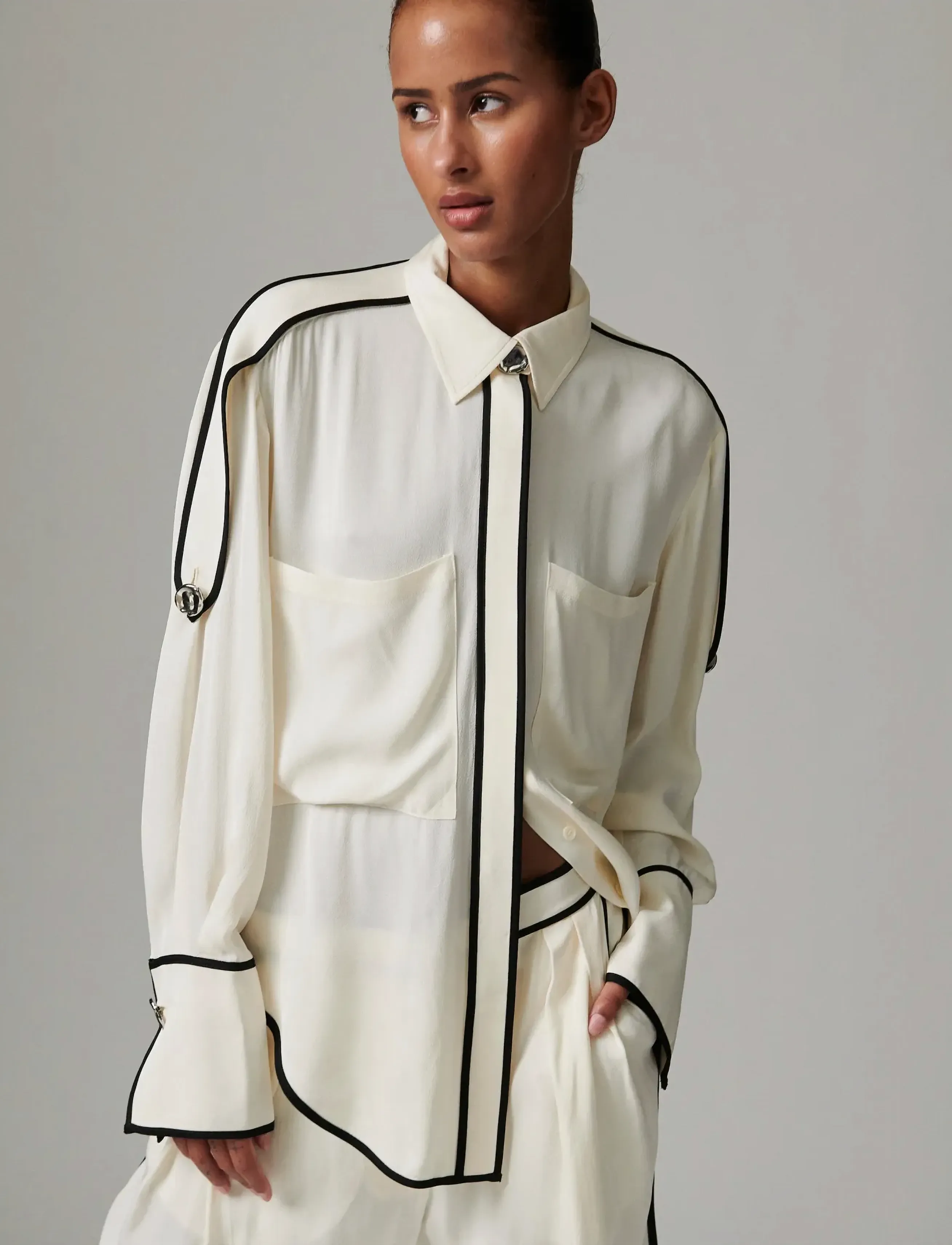 Day Birger et Mikkelsen Stello - Matte Crepe - Bluser & Skjorter - JET STREAM / white