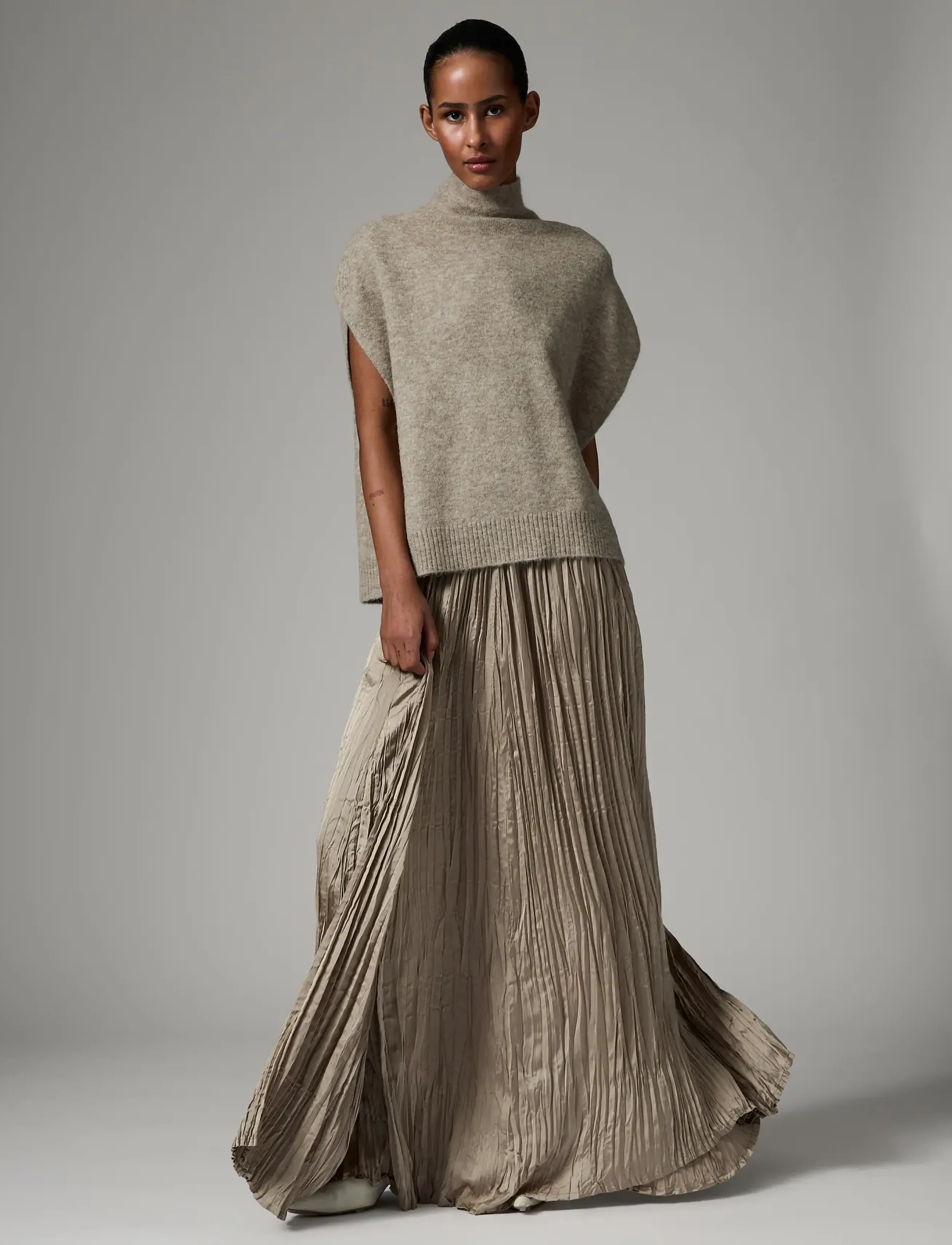 Day Birger et Mikkelsen - Tyra - Crinkled Surface - maxi röcke - cobblestone - 0