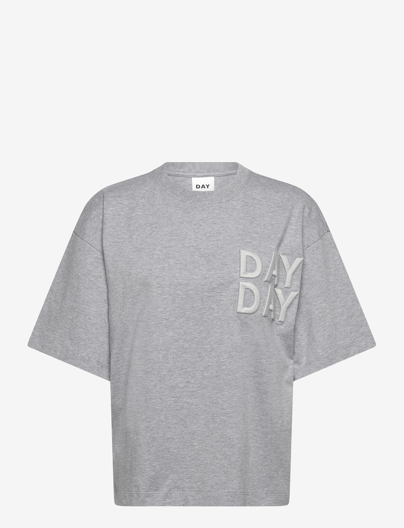 Day Birger et Mikkelsen - Drew Embroidery - Heavy Jersey - t-shirts - light grey melange - 0