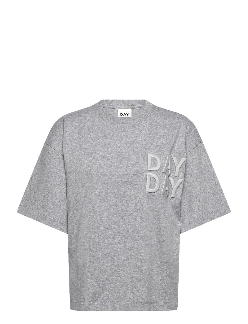 Day Birger et Mikkelsen - Drew Embroidery - Heavy Jersey - t-shirts & tops - light grey melange - 0