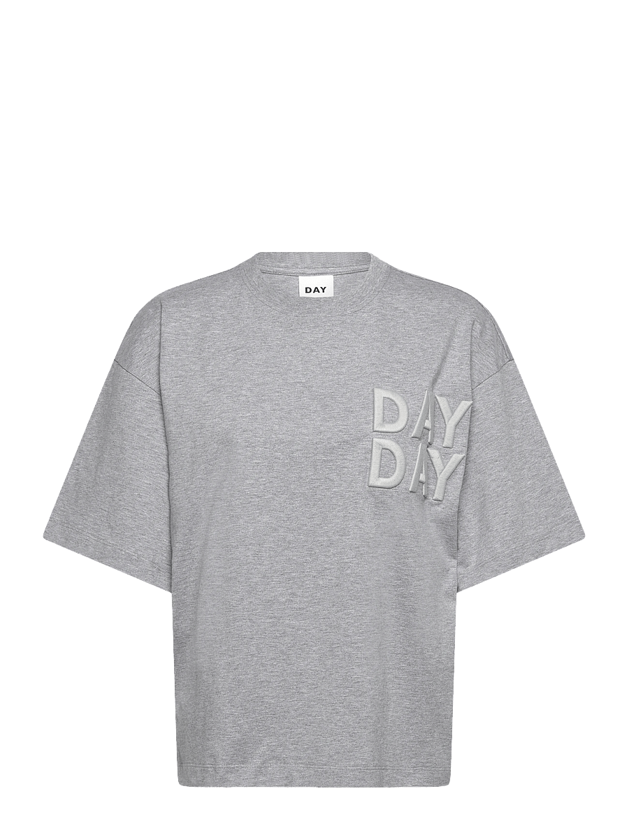 Day Birger et Mikkelsen - Drew Embroidery - Heavy Jersey - t-shirts & tops - light grey melange - 0