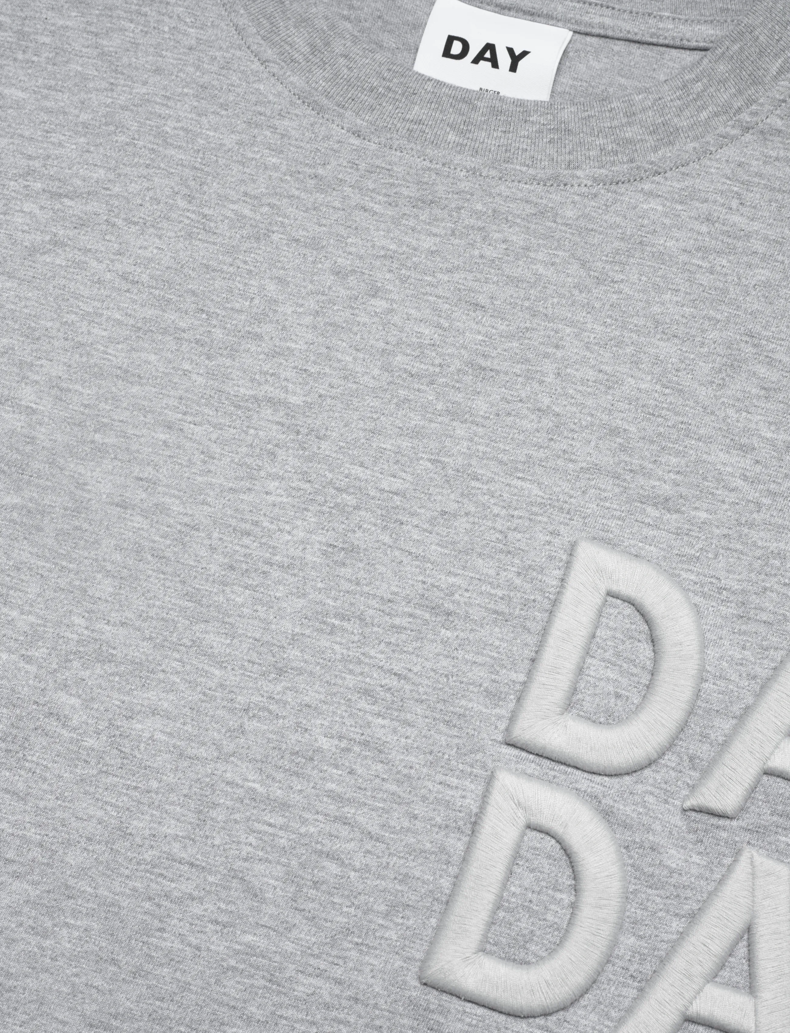 Day Birger et Mikkelsen - Drew Embroidery - Heavy Jersey - t-shirts - light grey melange - 3