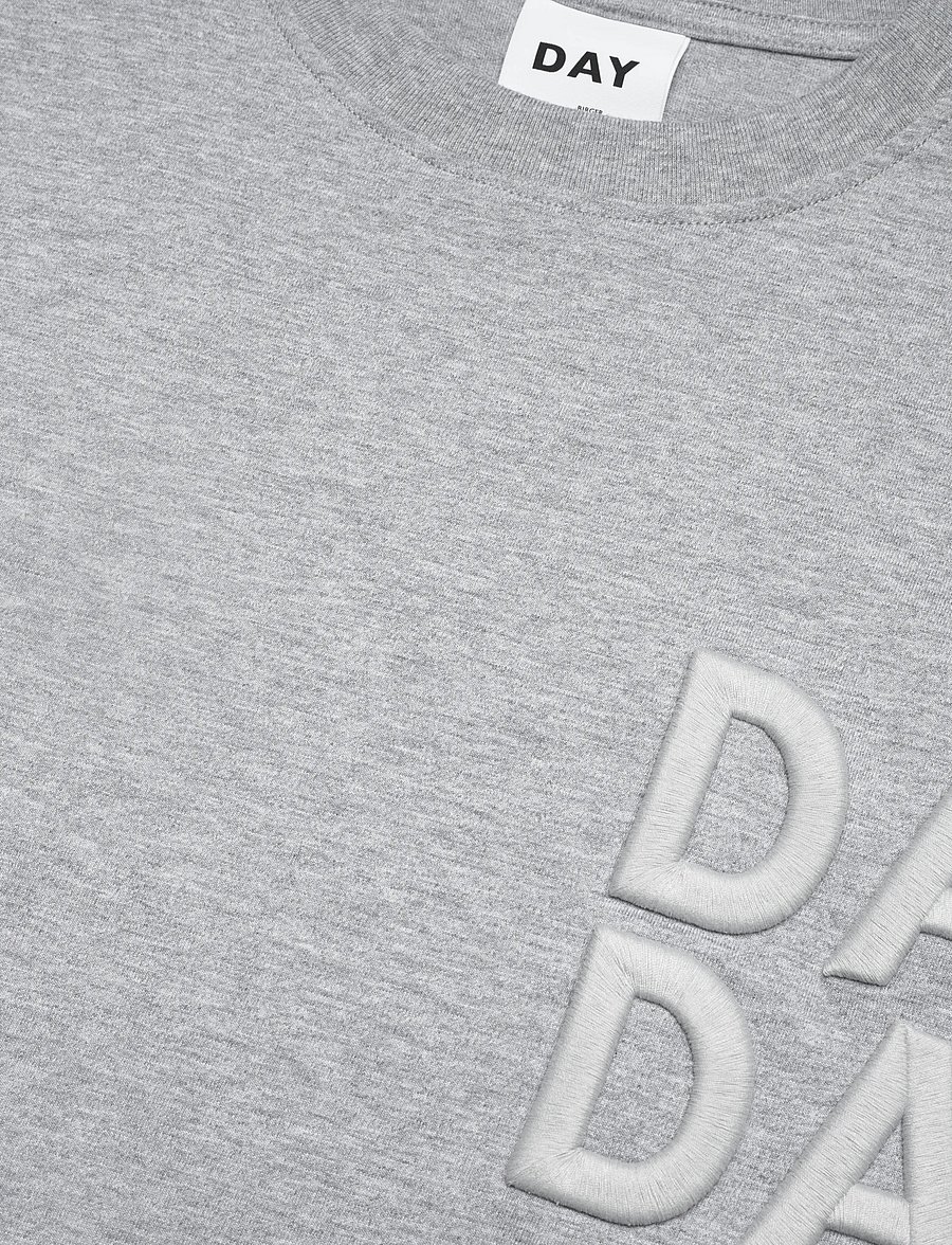 Day Birger et Mikkelsen - Drew Embroidery - Heavy Jersey - t-shirts & tops - light grey melange - 3
