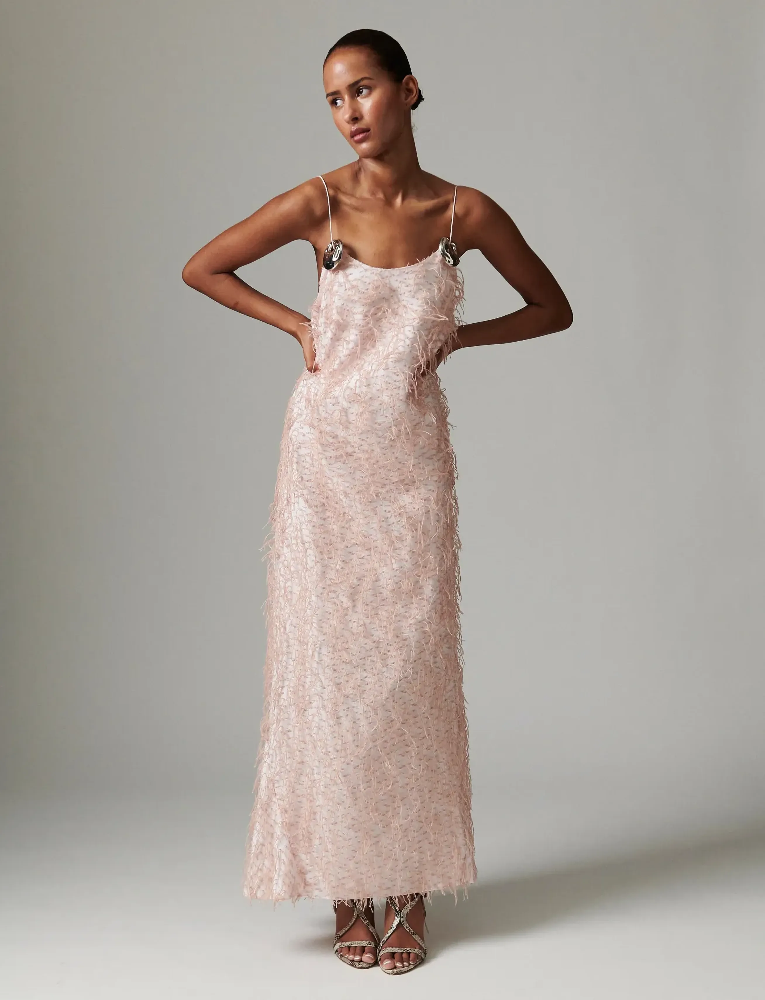 Day Birger et Mikkelsen Flio - Dobby Fringe, 34, Pink, Designere > Maxi Dress, Dame