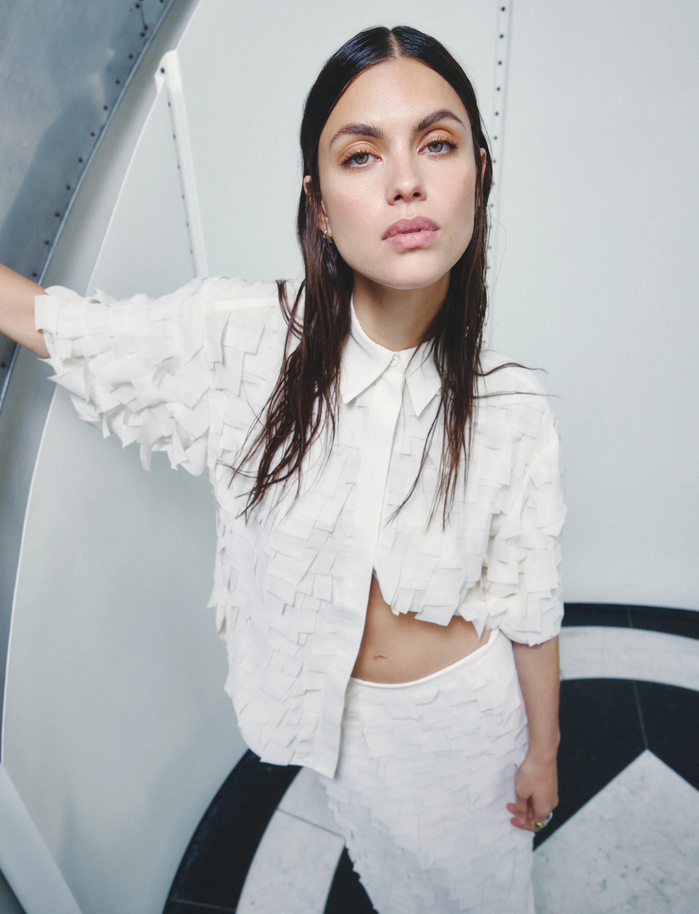 Day Birger et Mikkelsen Flow - Chiffon Fringe - Maxi skirts - JET STREAM / cream