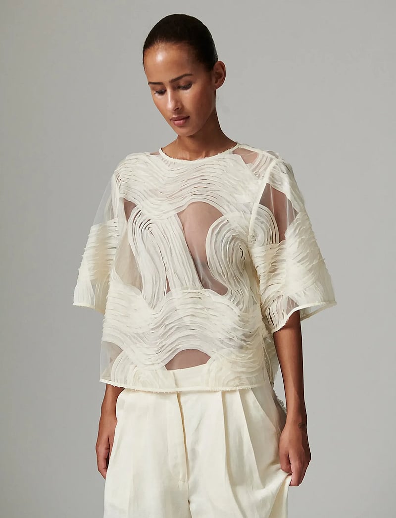 Day Birger et Mikkelsen - Tatiana - Crochet Lacy - kurzämlige blusen - jet stream - 0