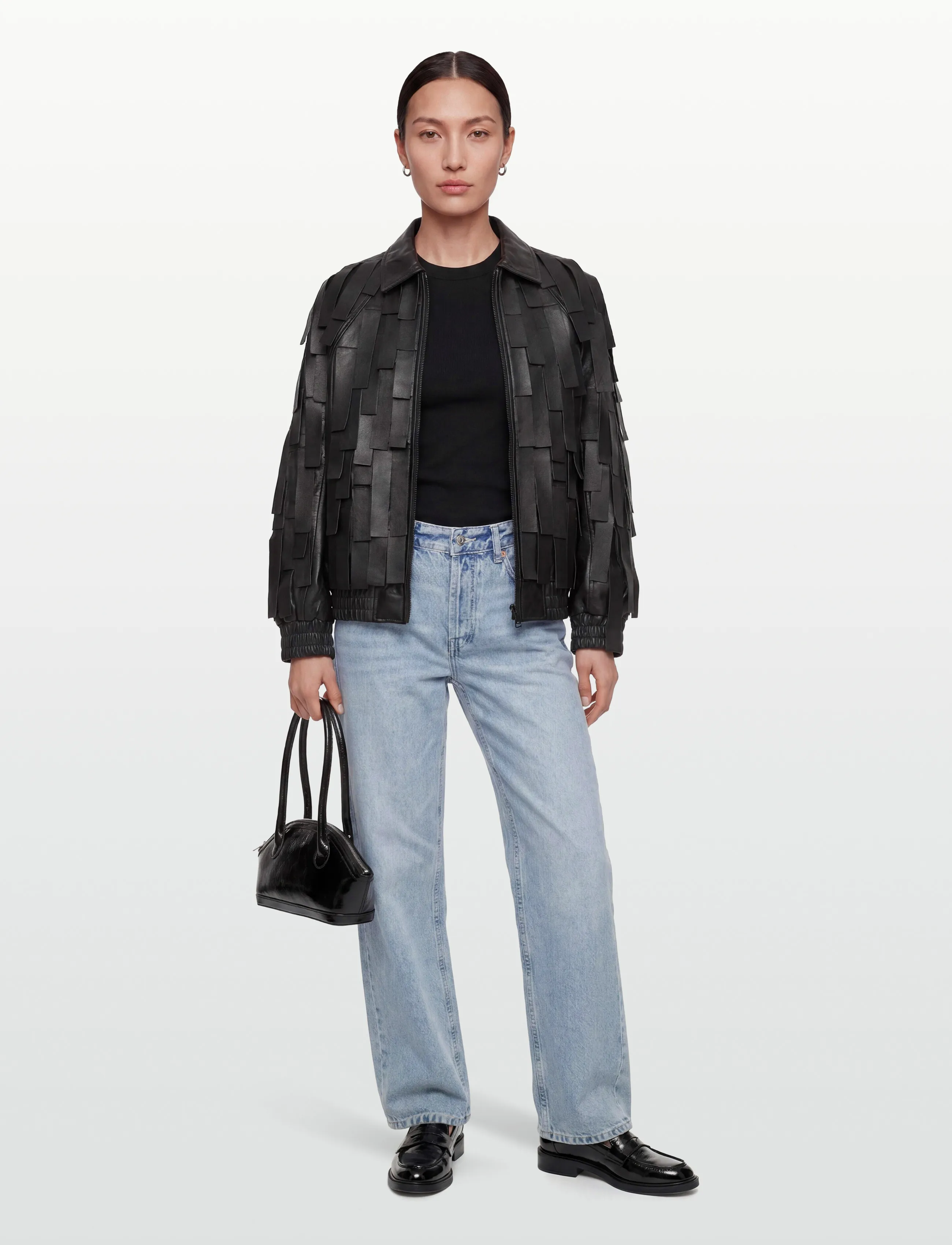 Day Birger et Mikkelsen Rafia - Soft Lamb Leather - Jacken & Mäntel - BLACK / black