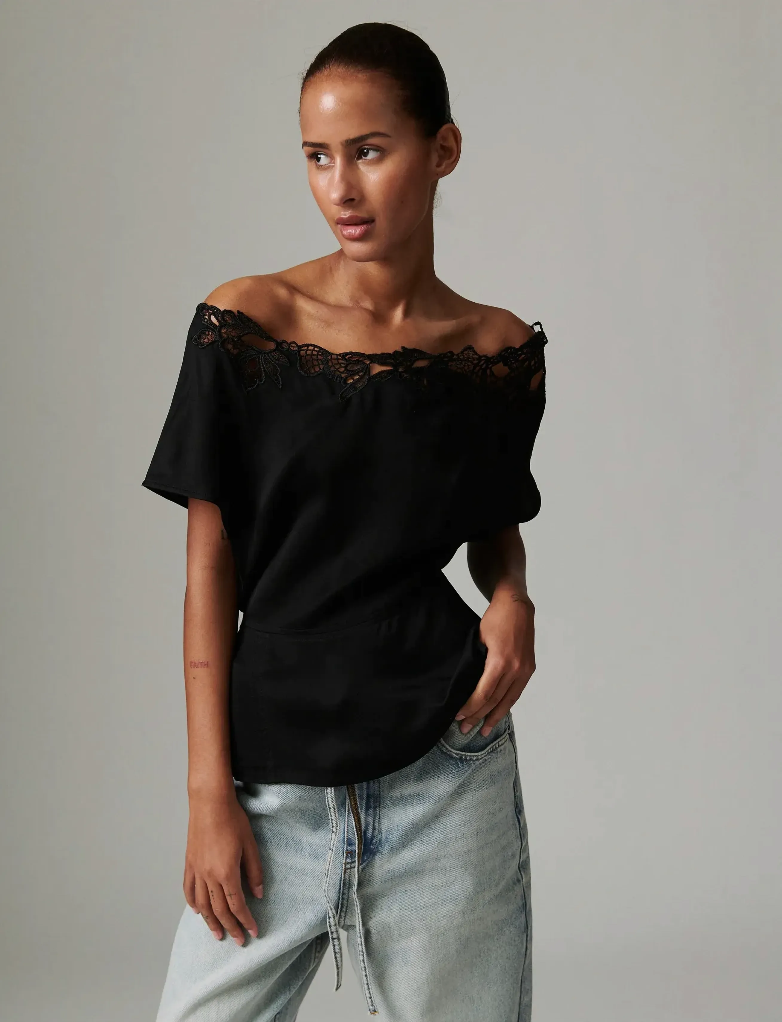 Day Birger et Mikkelsen Lesto Matte Crepe, 42, Blouses, Schwarz - Short-sleeved, Frauen
