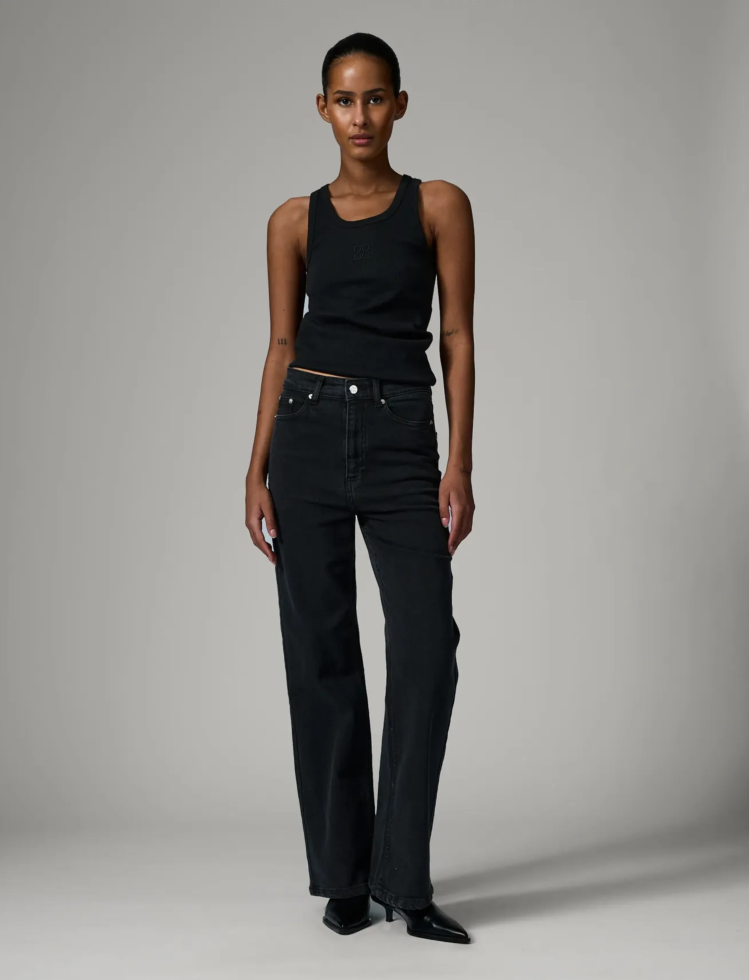 Day Birger et Mikkelsen Cai - Black Washed Denim Stretch - Transitional Layering - BLACK / black