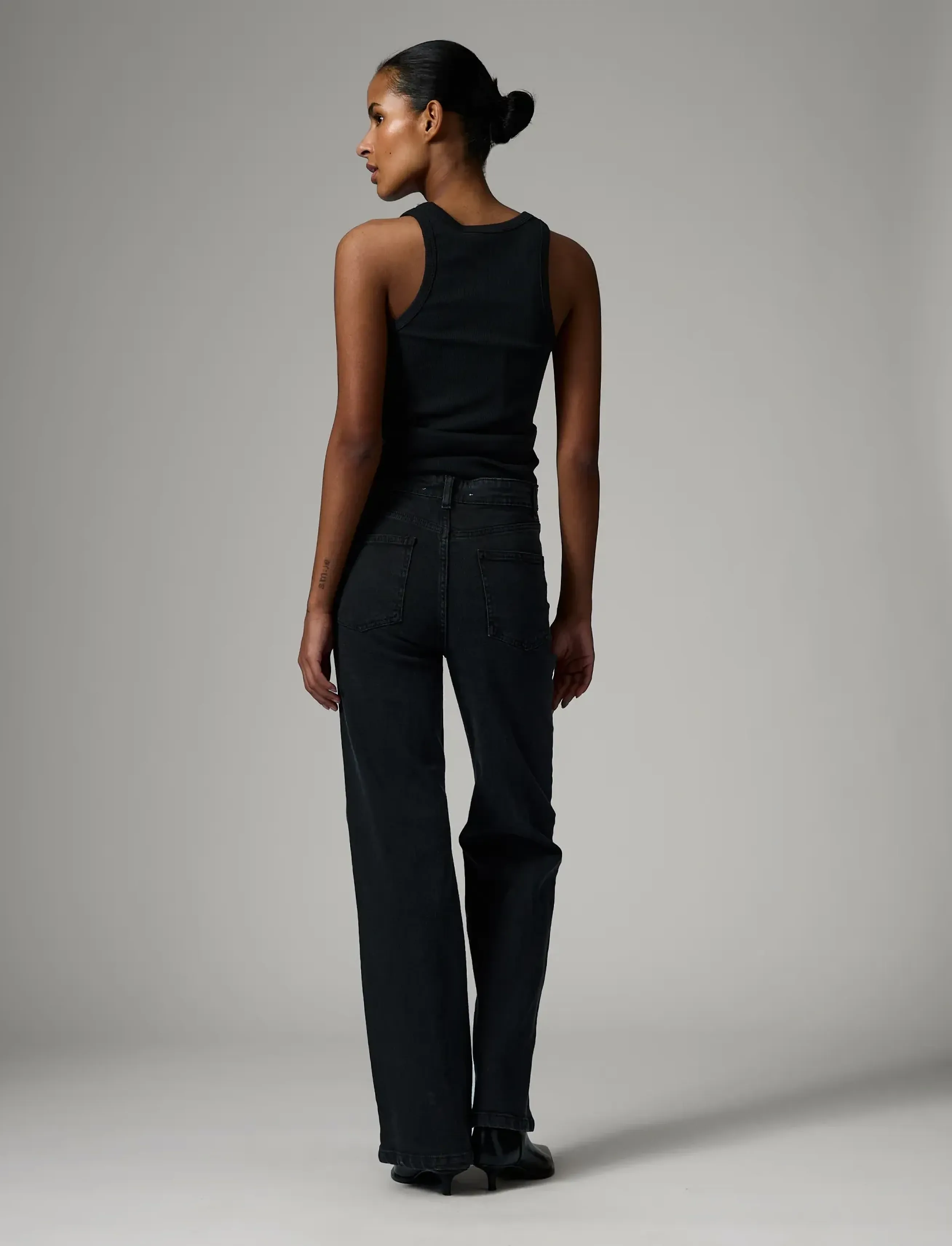 Day Birger et Mikkelsen - Cai - Black Washed Denim Stretch - hosen mit weitem bein - black - 2