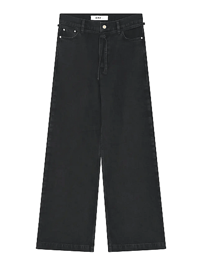 Day Birger et Mikkelsen Elijah - Black Washed Denim - Džinsa bikses ar platām starām - BLACK / black