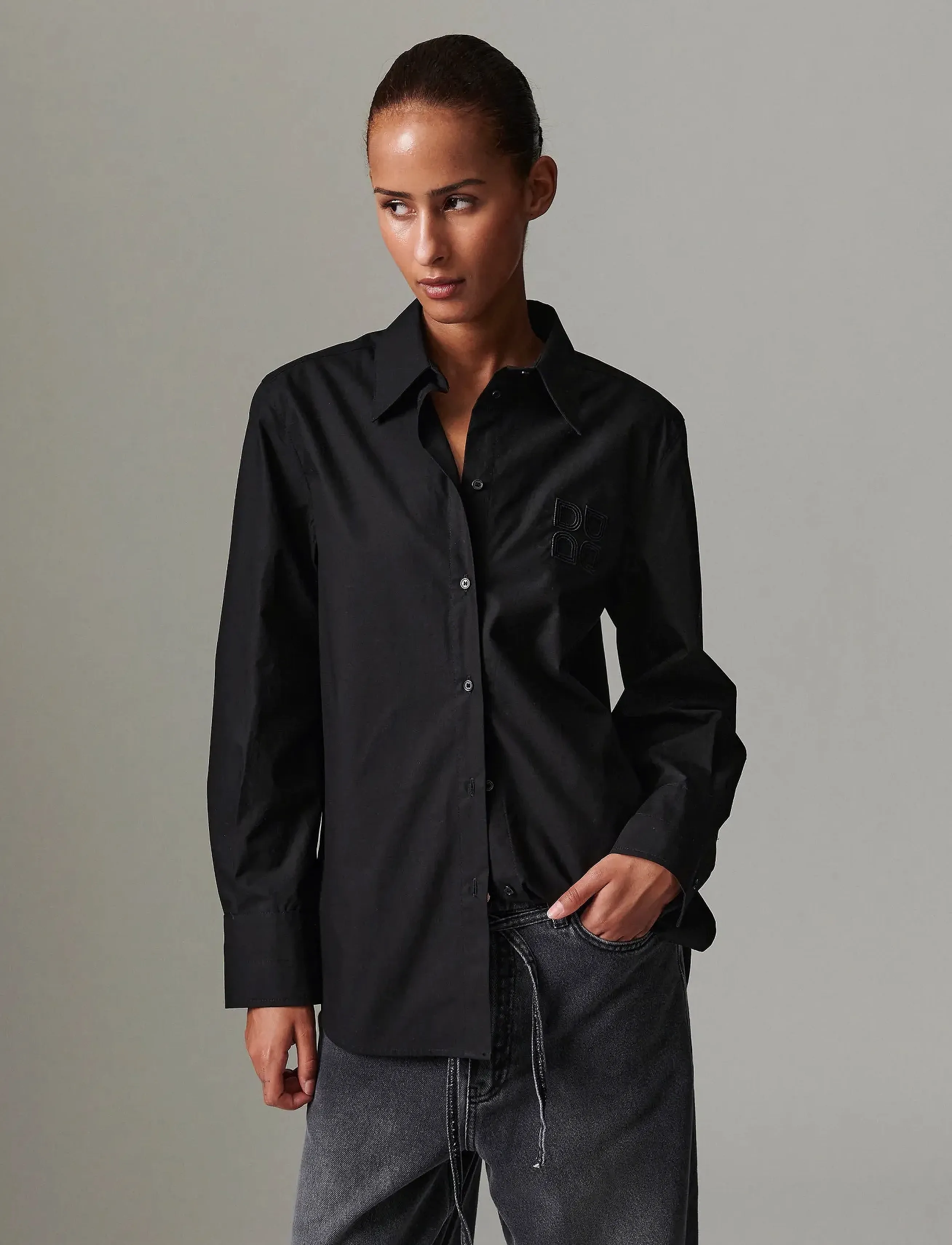 Day Birger et Mikkelsen Jojo Poplina, Kvinder, Poplin Skjorte, Sort, Str: 38