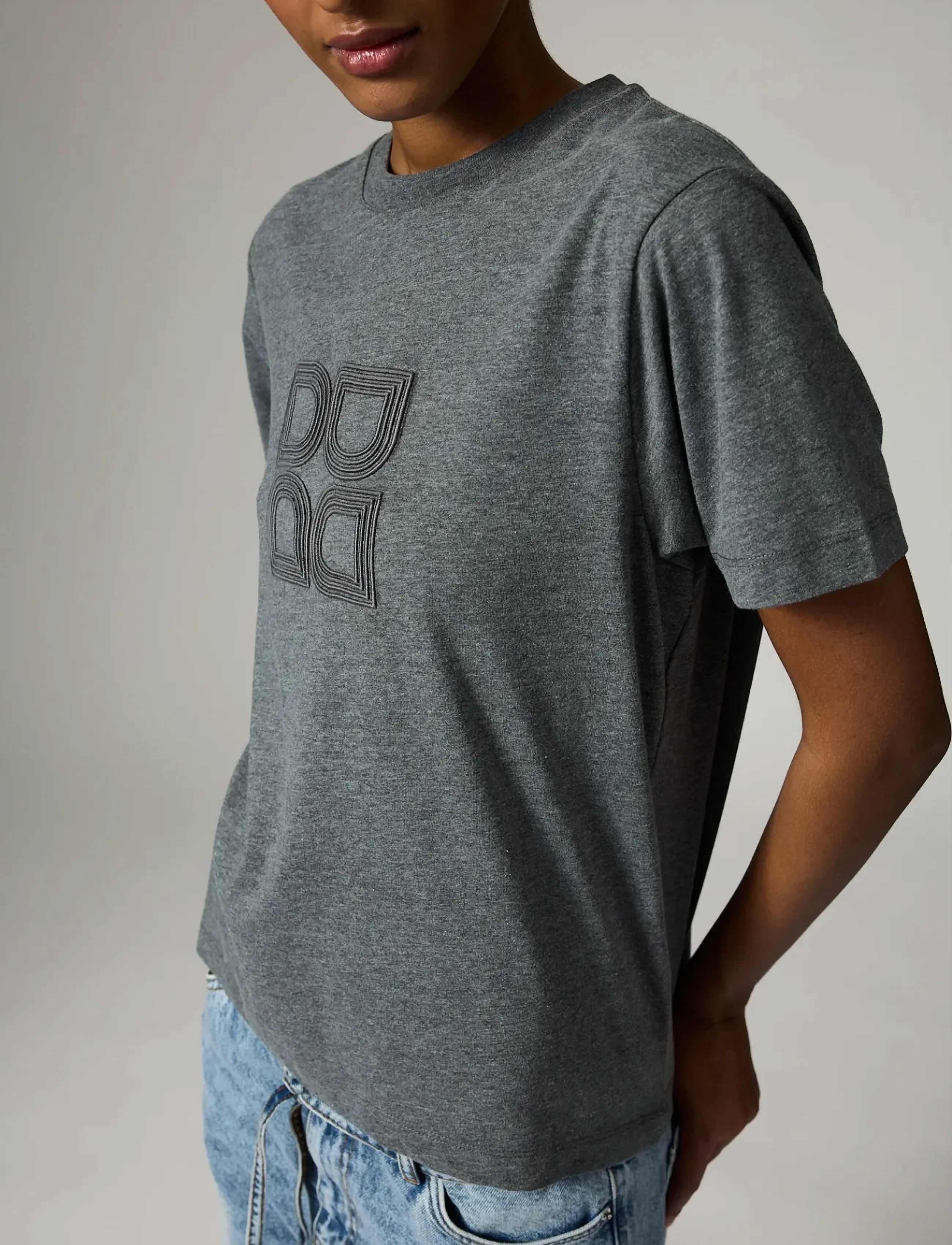 Day Birger et Mikkelsen - Parry Logo- Heavy Jersey - t-shirts - medium grey melange - 5