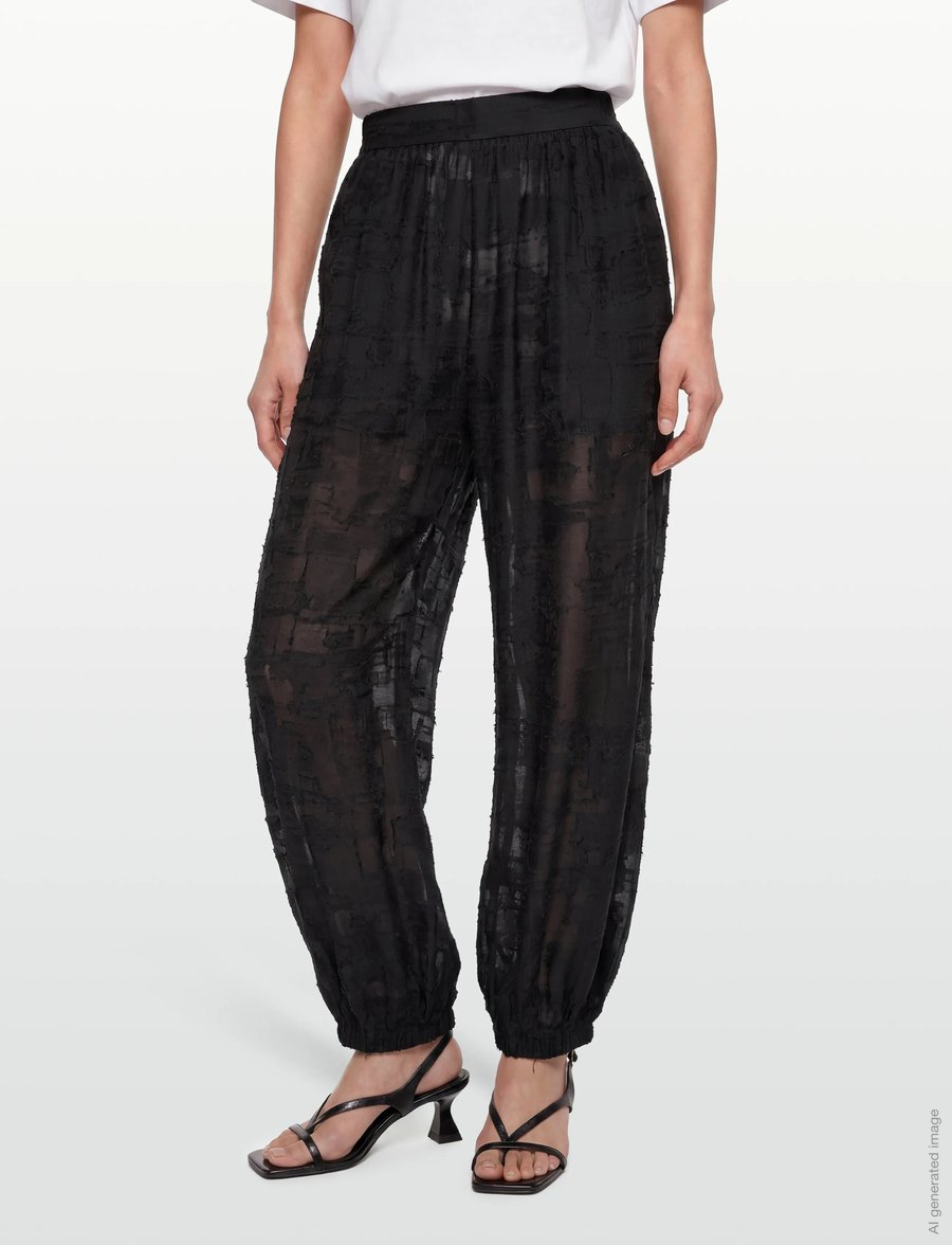 Day Birger et Mikkelsen - Barbo- Jacquard Torn - hosen mit weitem bein - black - 3