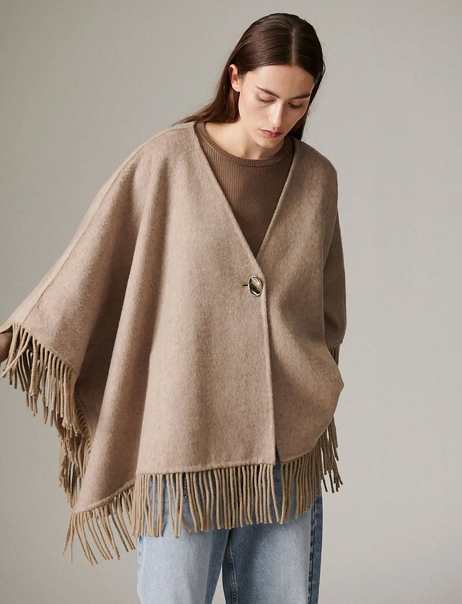 Day Birger et Mikkelsen - Sybil Fringes - Double Faced Wool - frühlingsjacken - beige melange - 0