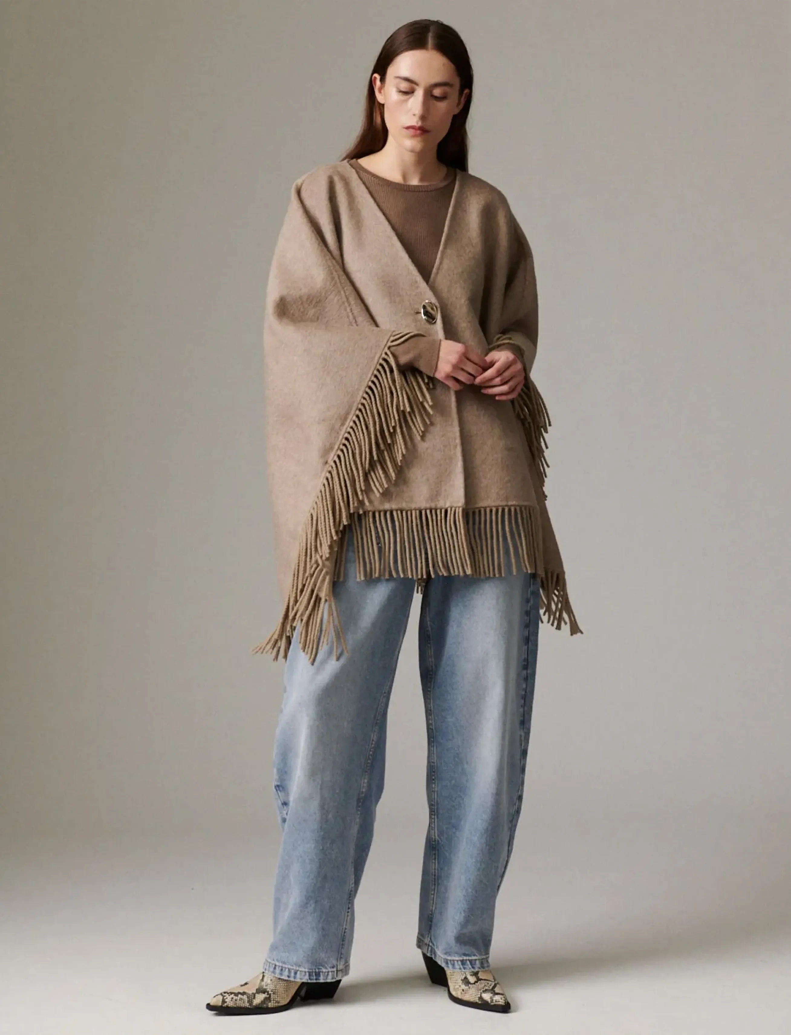Day Birger et Mikkelsen - Sybil Fringes - Double Faced Wool - frühlingsjacken - beige melange - 5