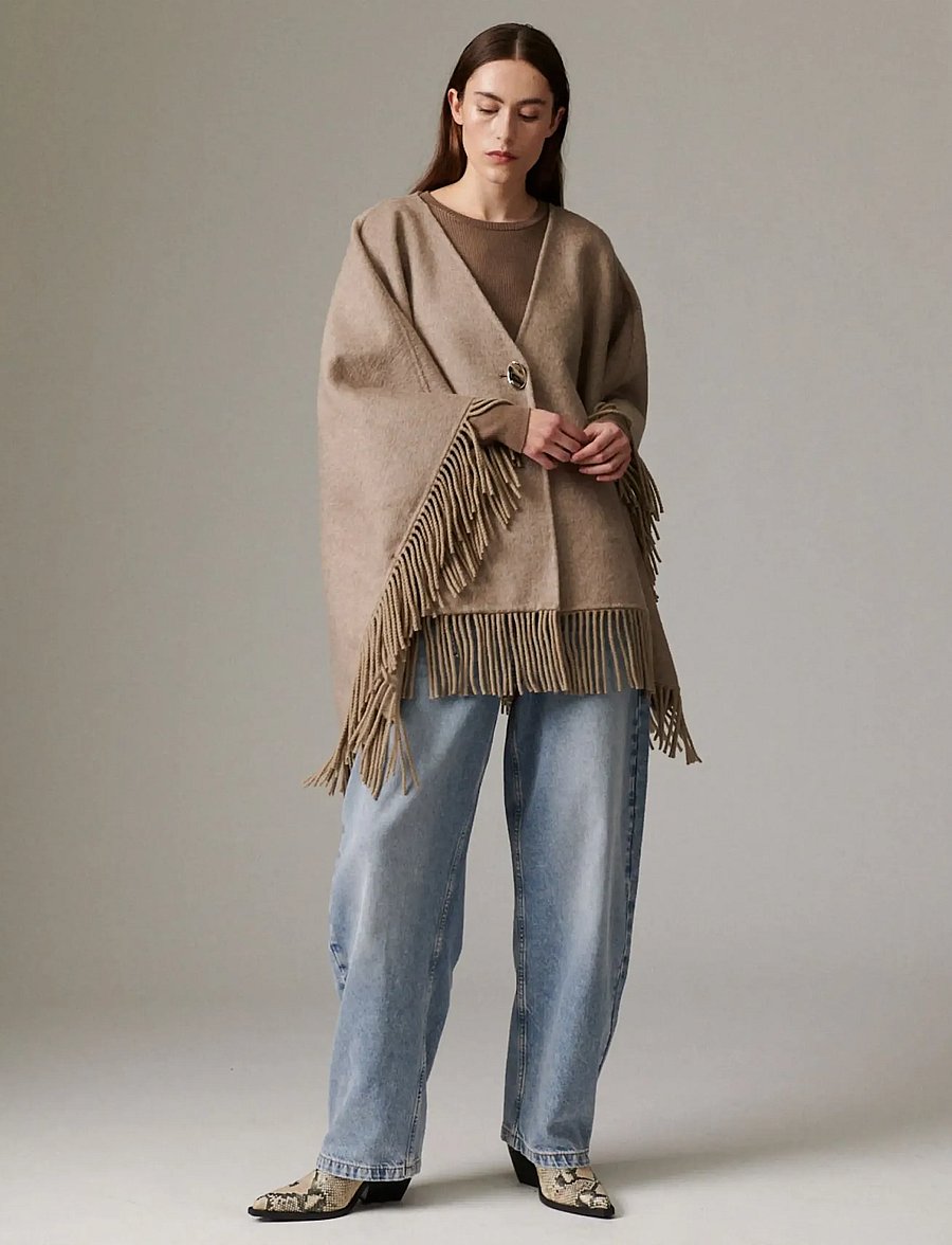 Day Birger et Mikkelsen - Sybil Fringes - Double Faced Wool - frühlingsjacken - beige melange - 5