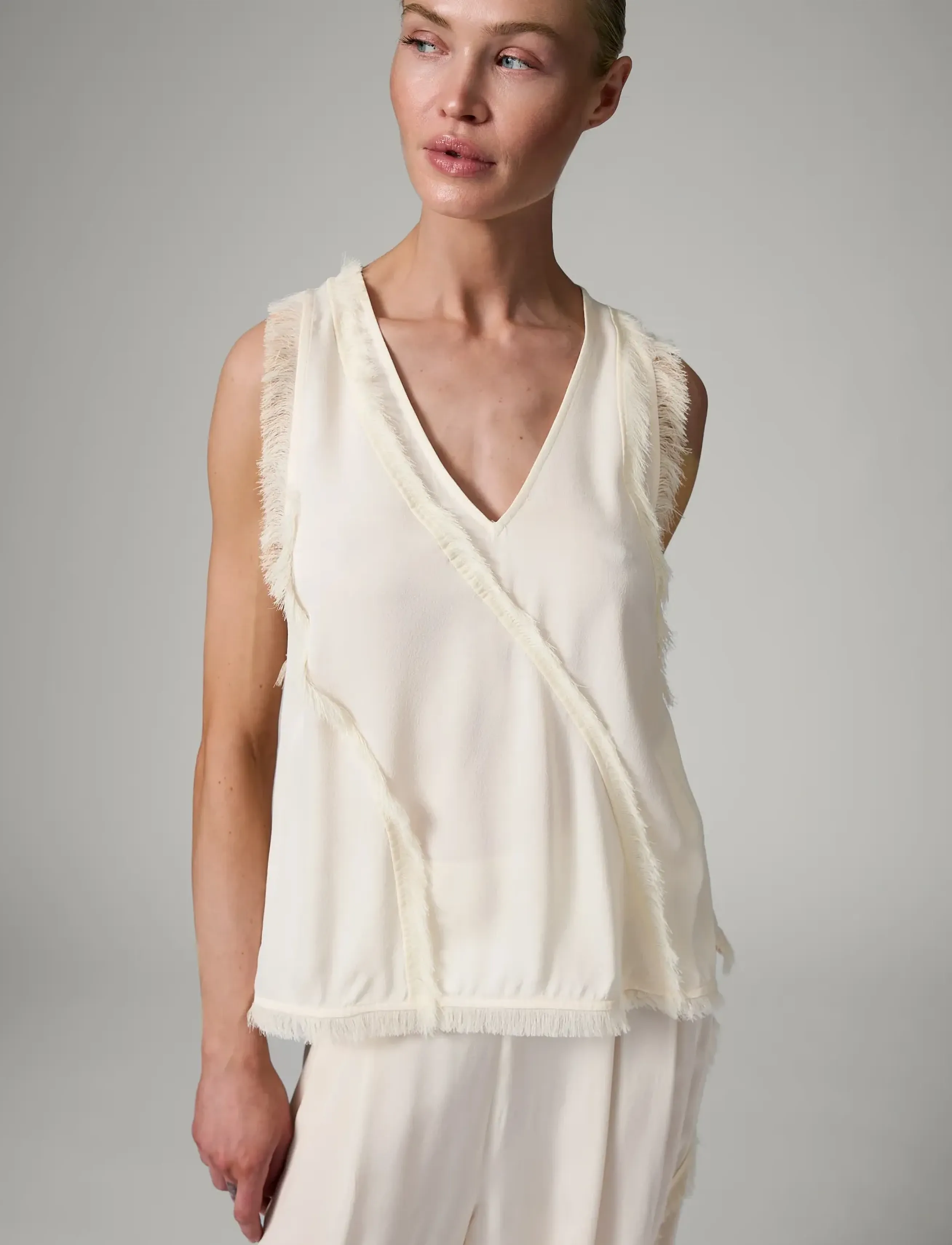 Day Birger et Mikkelsen Tally Matte Crepe, 36, Blouses, Creme - Sleeveless, Frauen