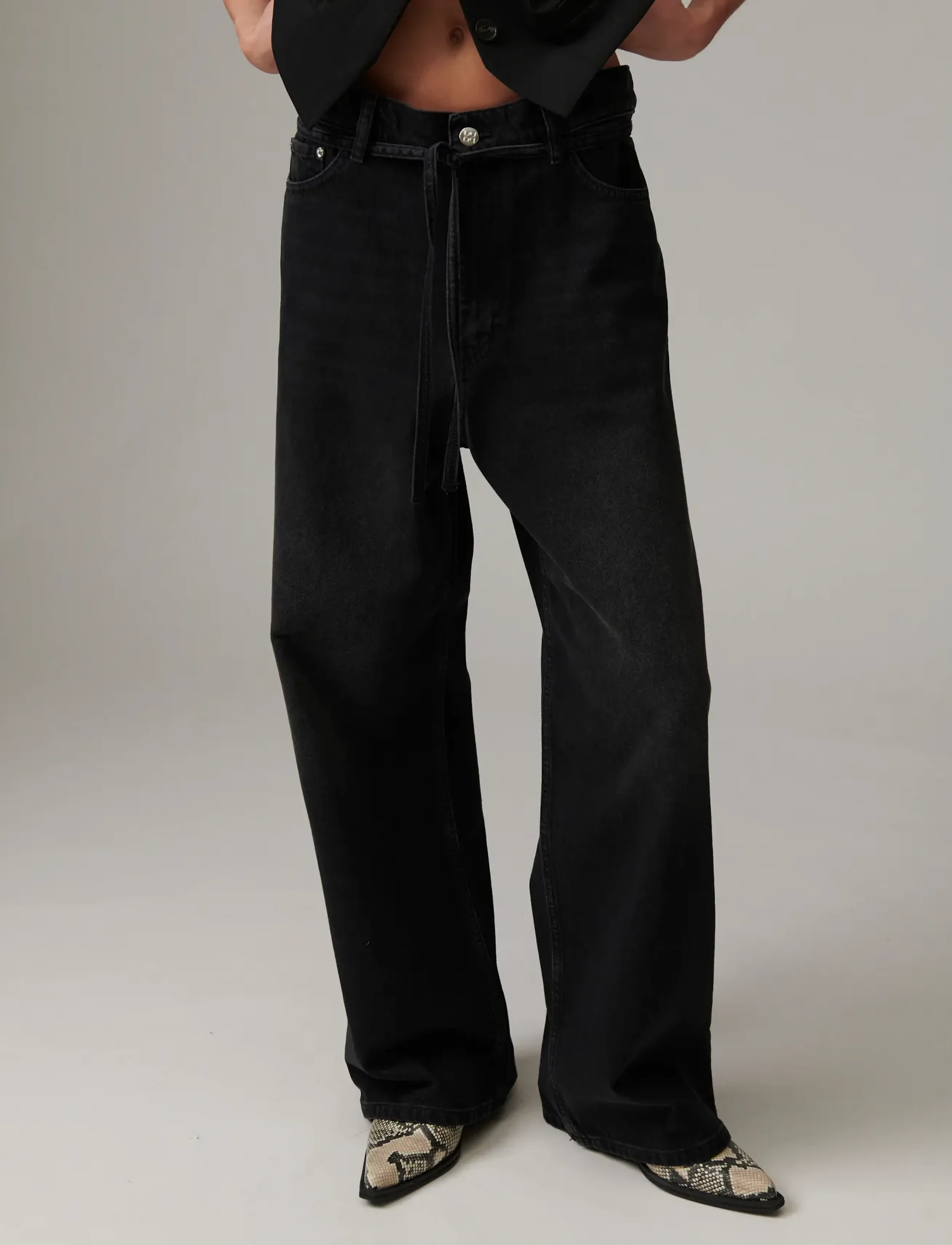 Day Birger et Mikkelsen - Elijah - Black Denim - hosen mit weitem bein - black - 4